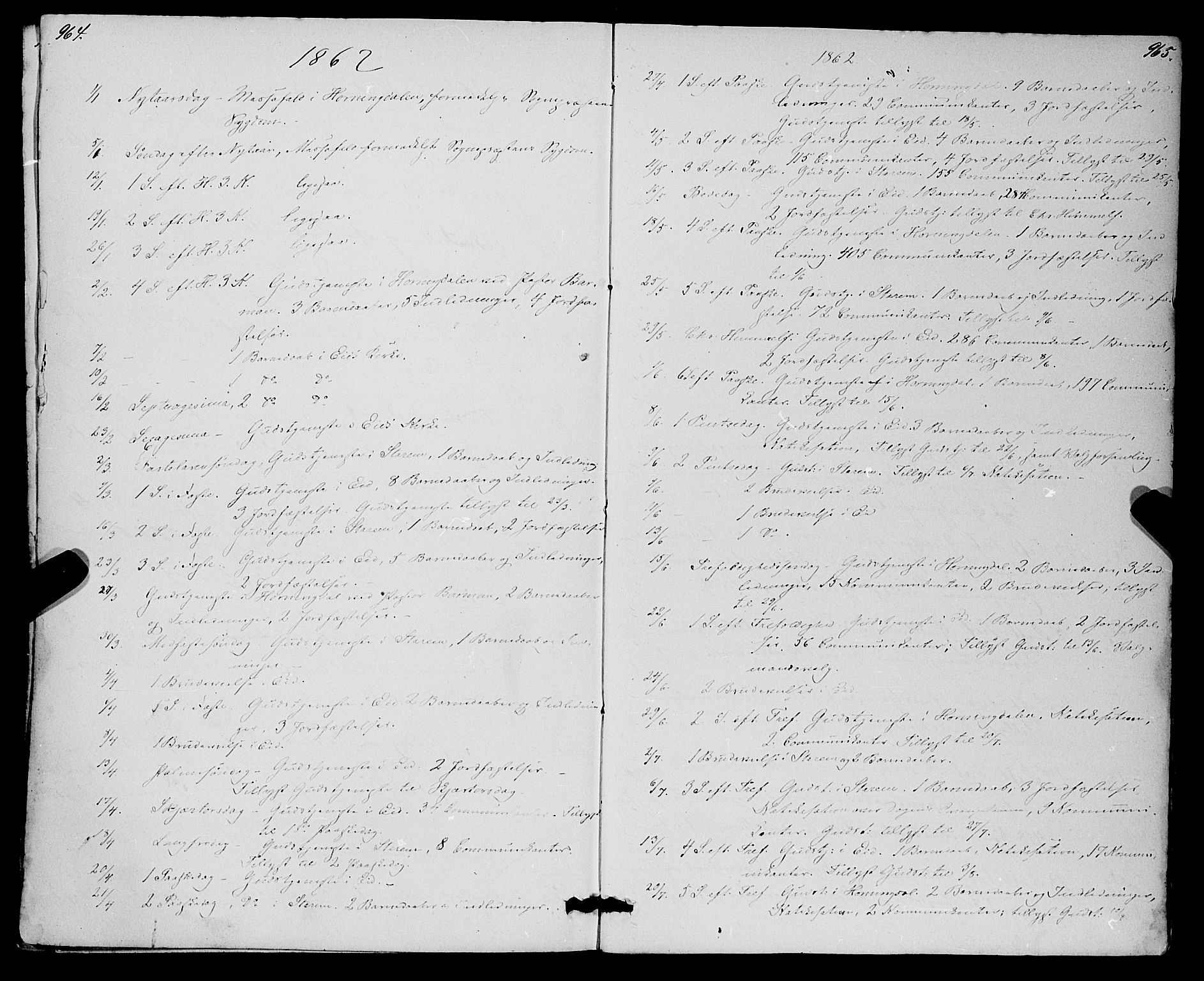 Eid sokneprestembete, AV/SAB-A-82301/H/Haa/Haaa/L0009: Parish register (official) no. A 9, 1861-1868, p. 964-965