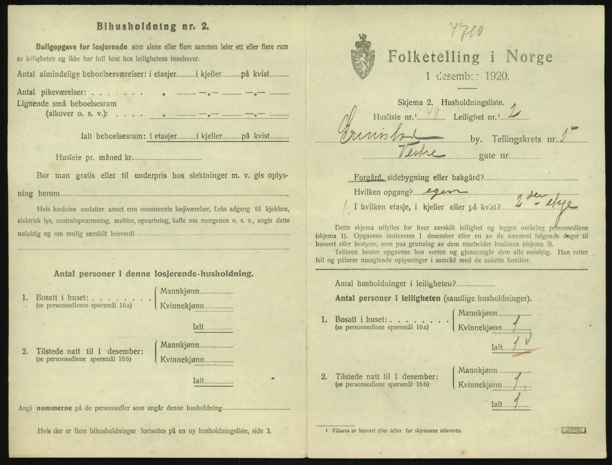 SAK, 1920 census for Grimstad, 1920, p. 2211