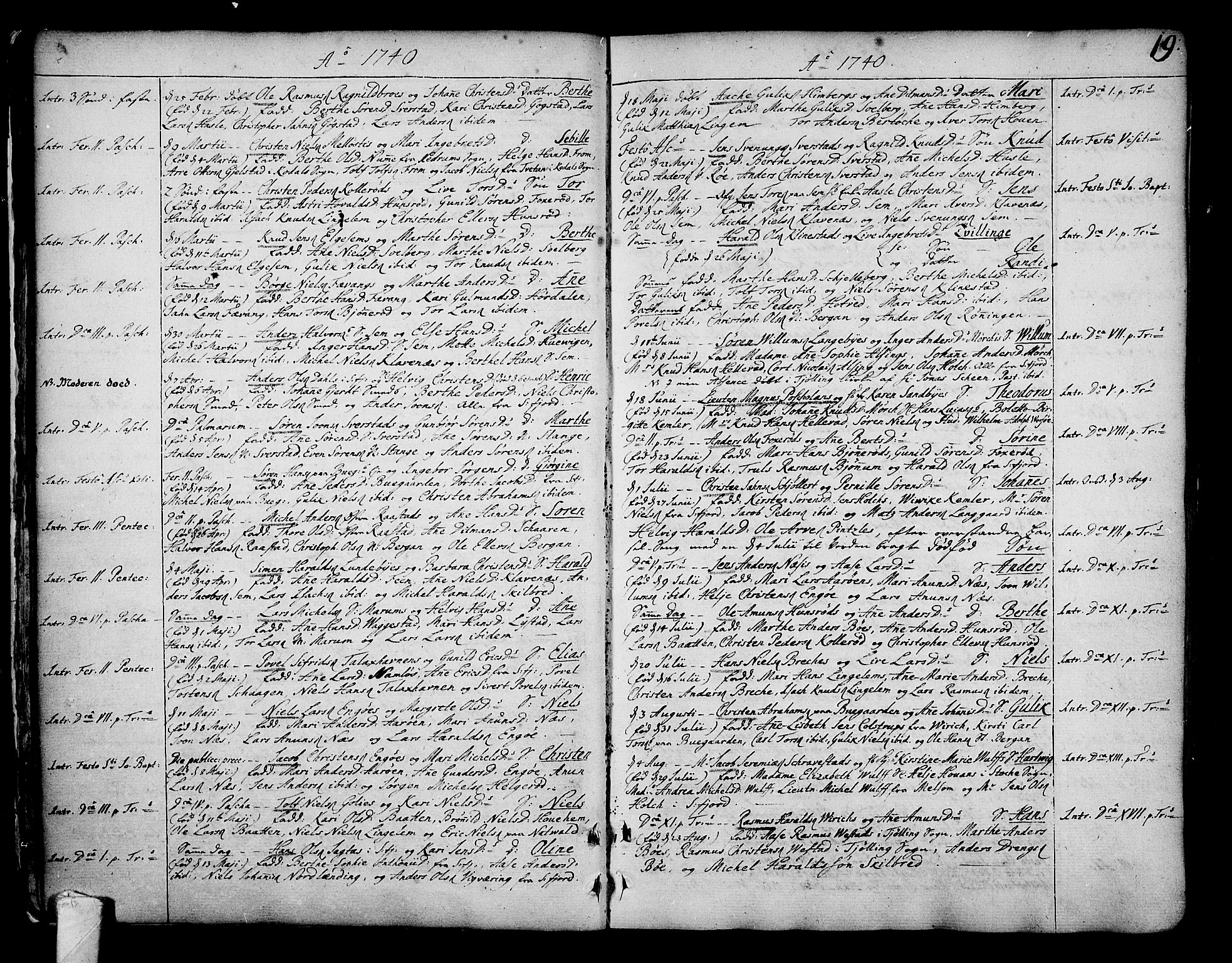 Sandar kirkebøker, SAKO/A-243/F/Fa/L0002: Parish register (official) no. 2, 1733-1788, p. 19