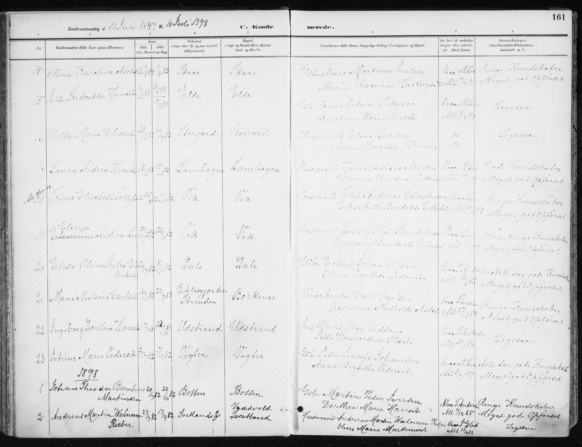 Kvæfjord sokneprestkontor, SATØ/S-1323/G/Ga/Gaa/L0006kirke: Parish register (official) no. 6, 1895-1914, p. 161