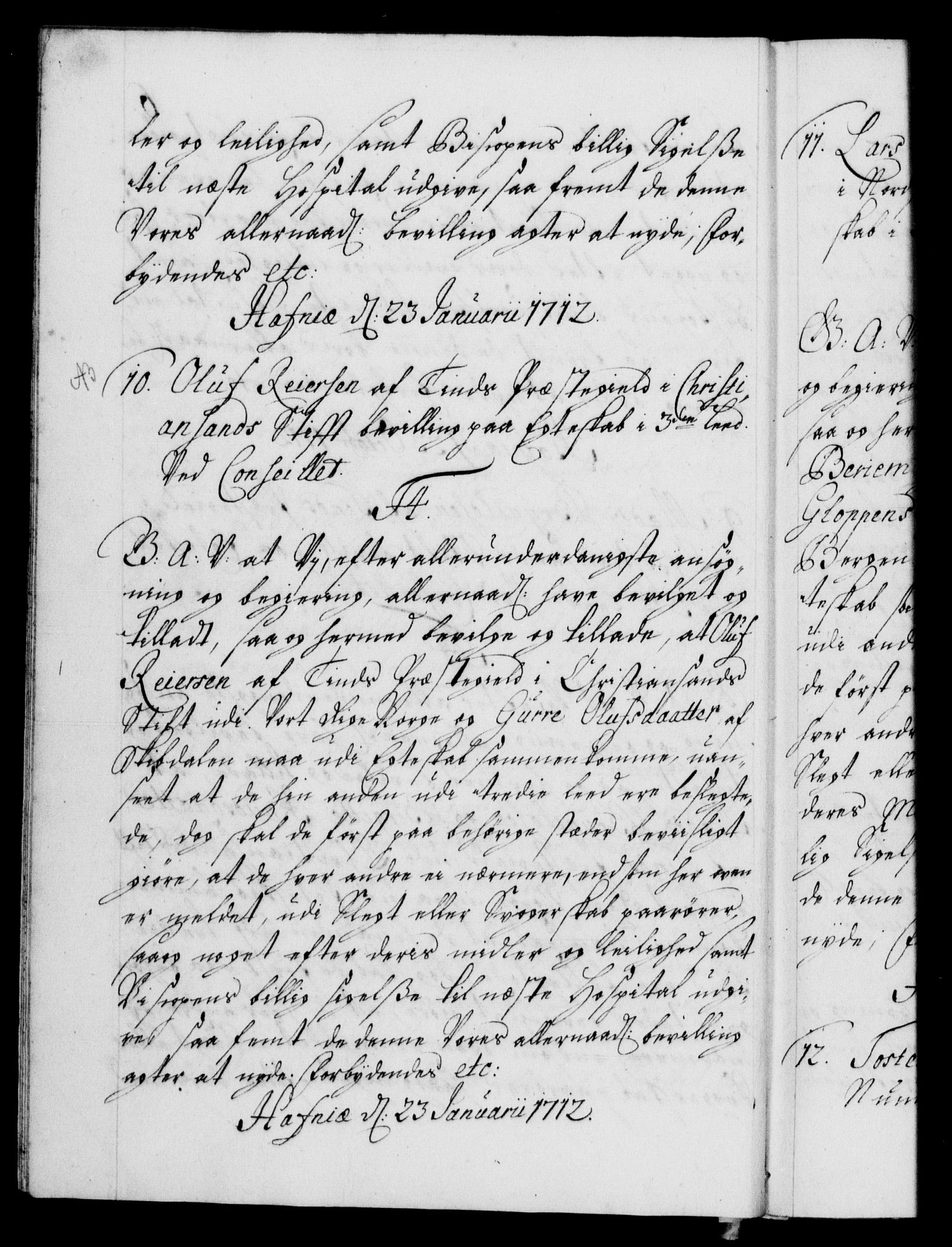 Danske Kanselli 1572-1799, AV/RA-EA-3023/F/Fc/Fca/Fcaa/L0021: Norske registre, 1712-1715, p. 6b