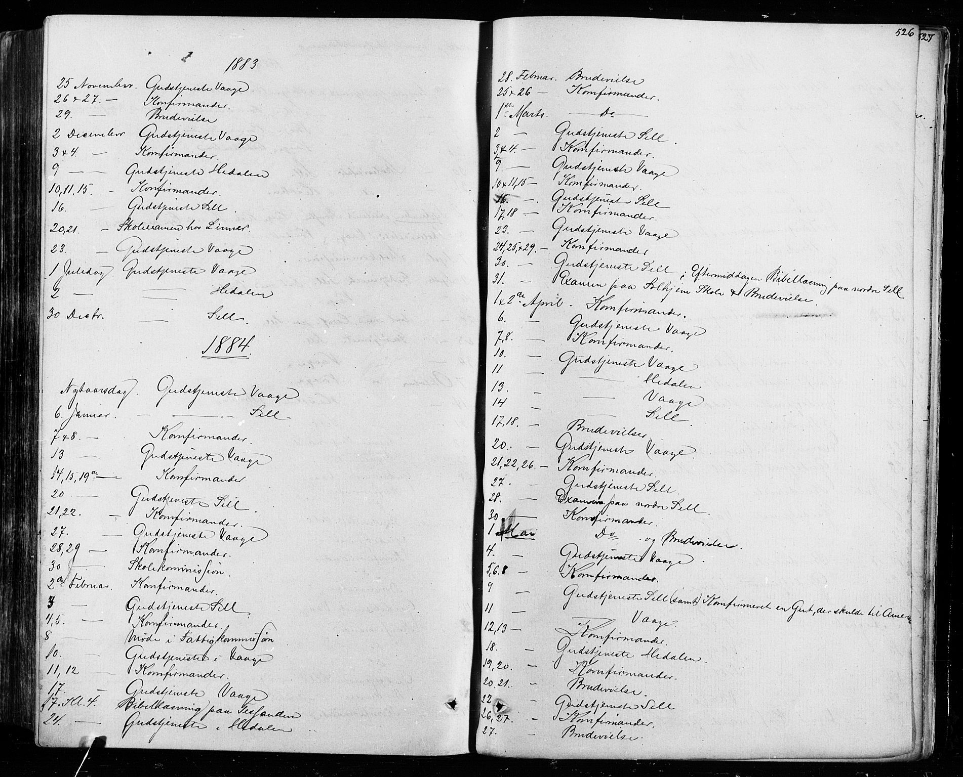 Vågå prestekontor, SAH/PREST-076/H/Ha/Haa/L0007: Parish register (official) no. 7 /1, 1872-1886, p. 526