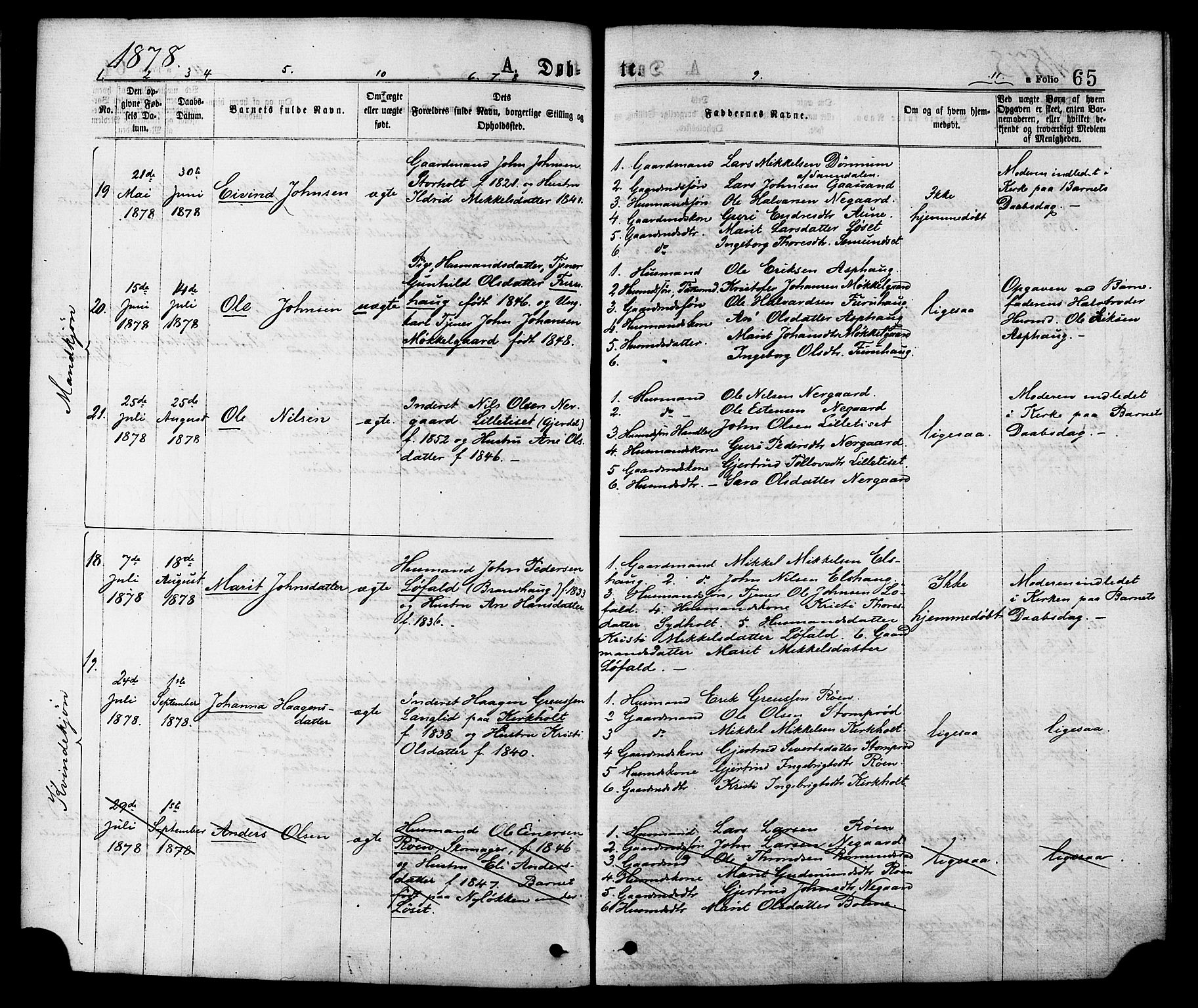 Ministerialprotokoller, klokkerbøker og fødselsregistre - Møre og Romsdal, AV/SAT-A-1454/598/L1068: Parish register (official) no. 598A02, 1872-1881, p. 65