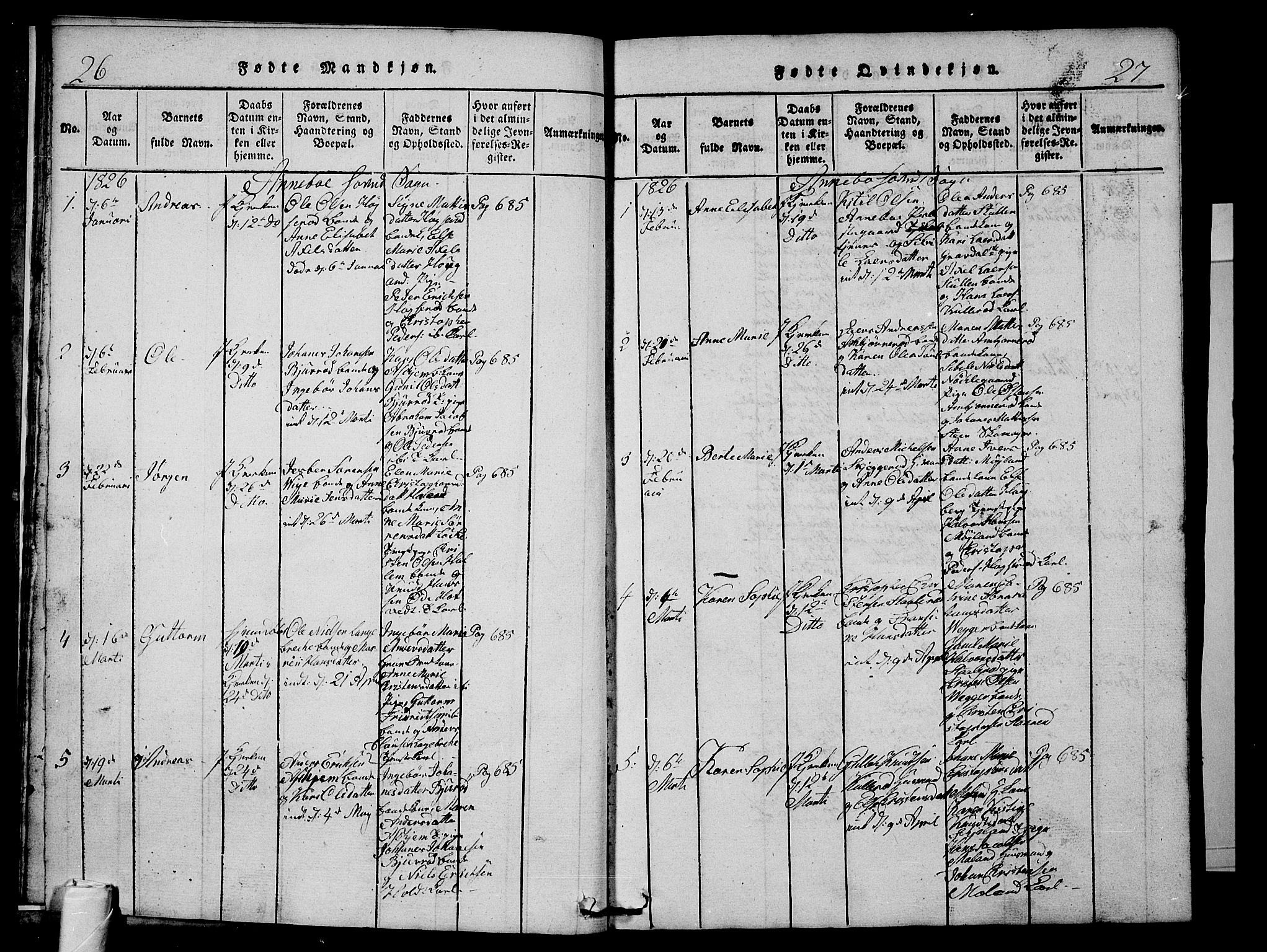 Andebu kirkebøker, AV/SAKO-A-336/G/Ga/L0002: Parish register (copy) no. I 2 /1, 1823-1832, p. 26-27