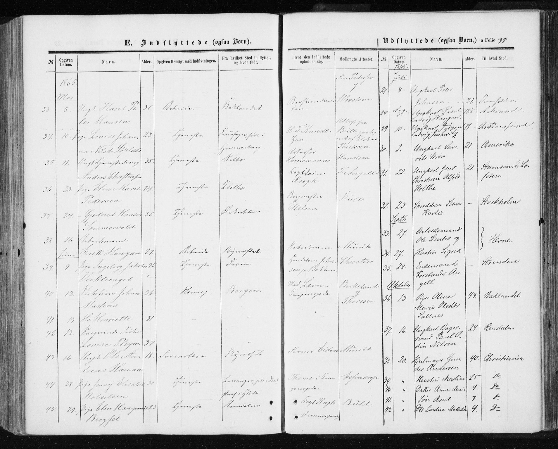 Ministerialprotokoller, klokkerbøker og fødselsregistre - Sør-Trøndelag, SAT/A-1456/601/L0053: Parish register (official) no. 601A21, 1857-1865, p. 35