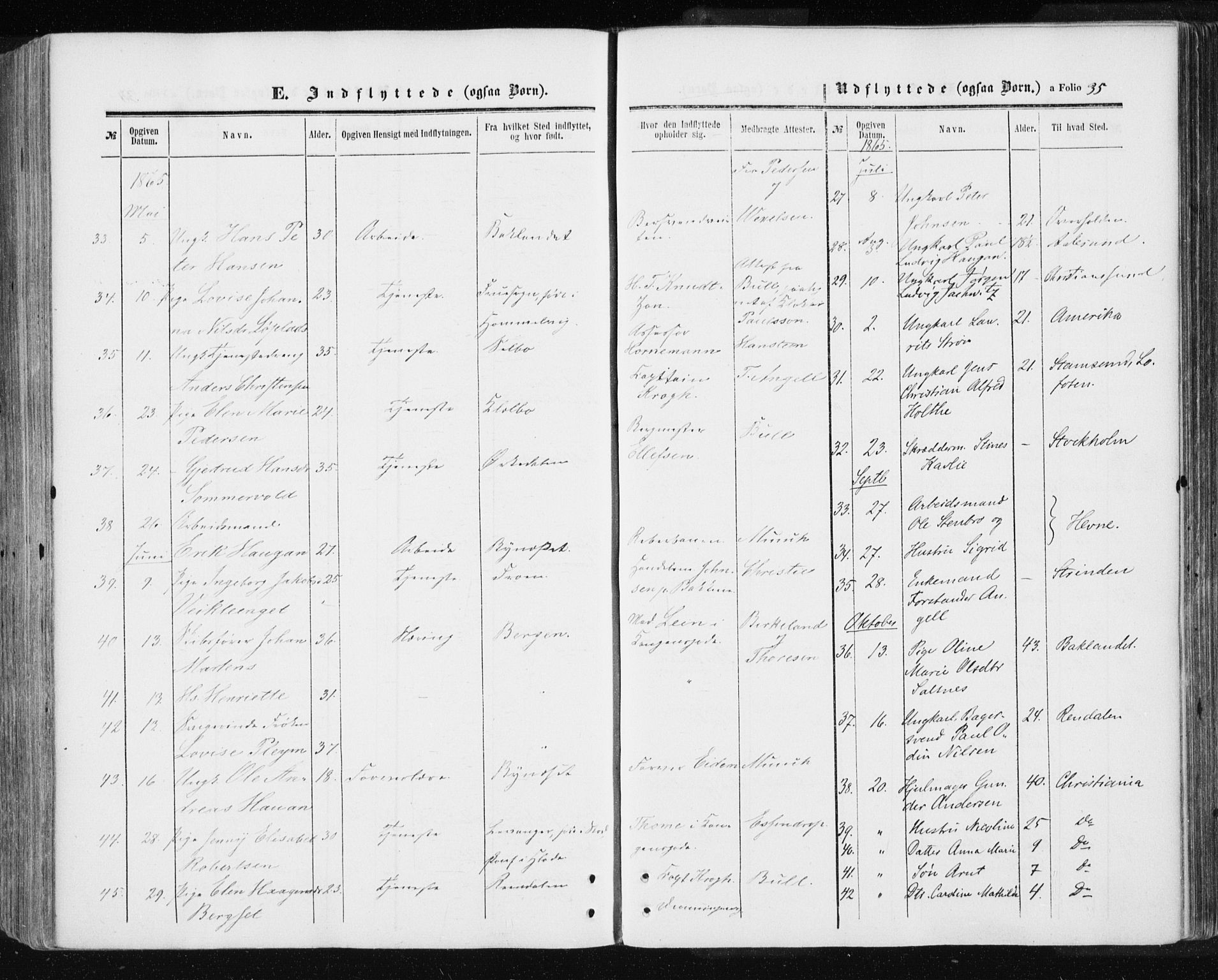 Ministerialprotokoller, klokkerbøker og fødselsregistre - Sør-Trøndelag, AV/SAT-A-1456/601/L0053: Parish register (official) no. 601A21, 1857-1865, p. 35