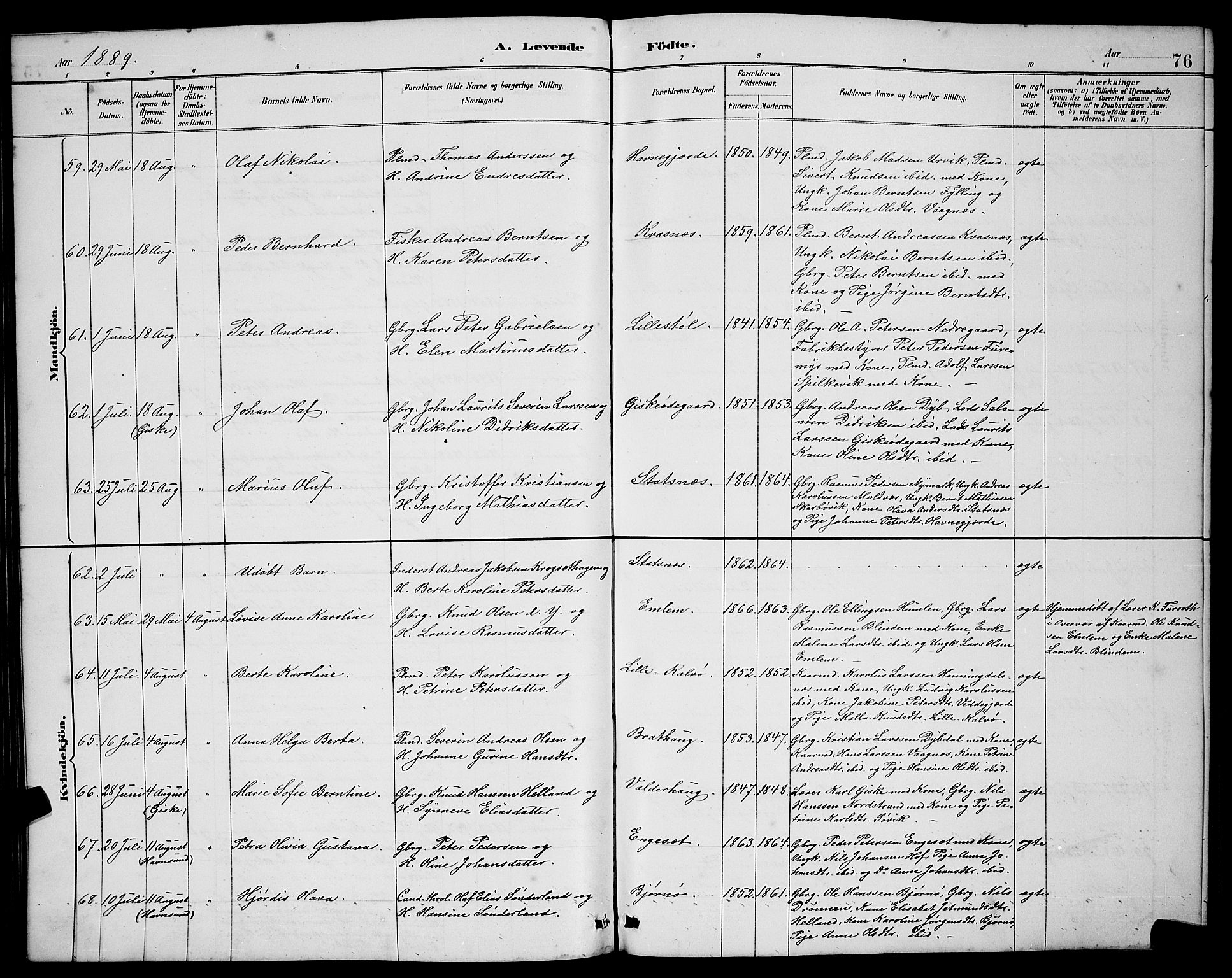 Ministerialprotokoller, klokkerbøker og fødselsregistre - Møre og Romsdal, AV/SAT-A-1454/528/L0431: Parish register (copy) no. 528C12, 1885-1898, p. 76