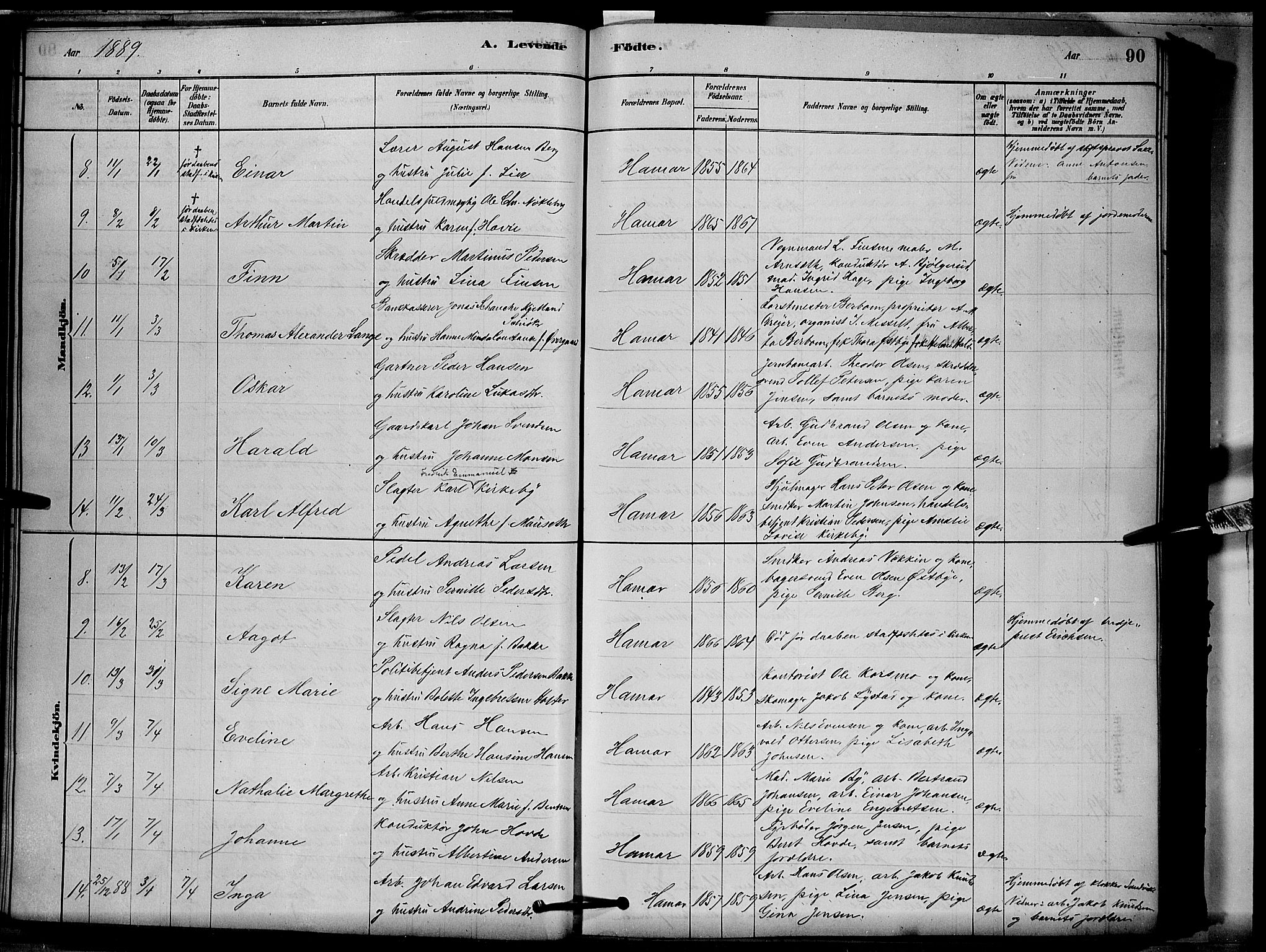 Vang prestekontor, Hedmark, AV/SAH-PREST-008/H/Ha/Hab/L0012: Parish register (copy) no. 12, 1878-1889, p. 90