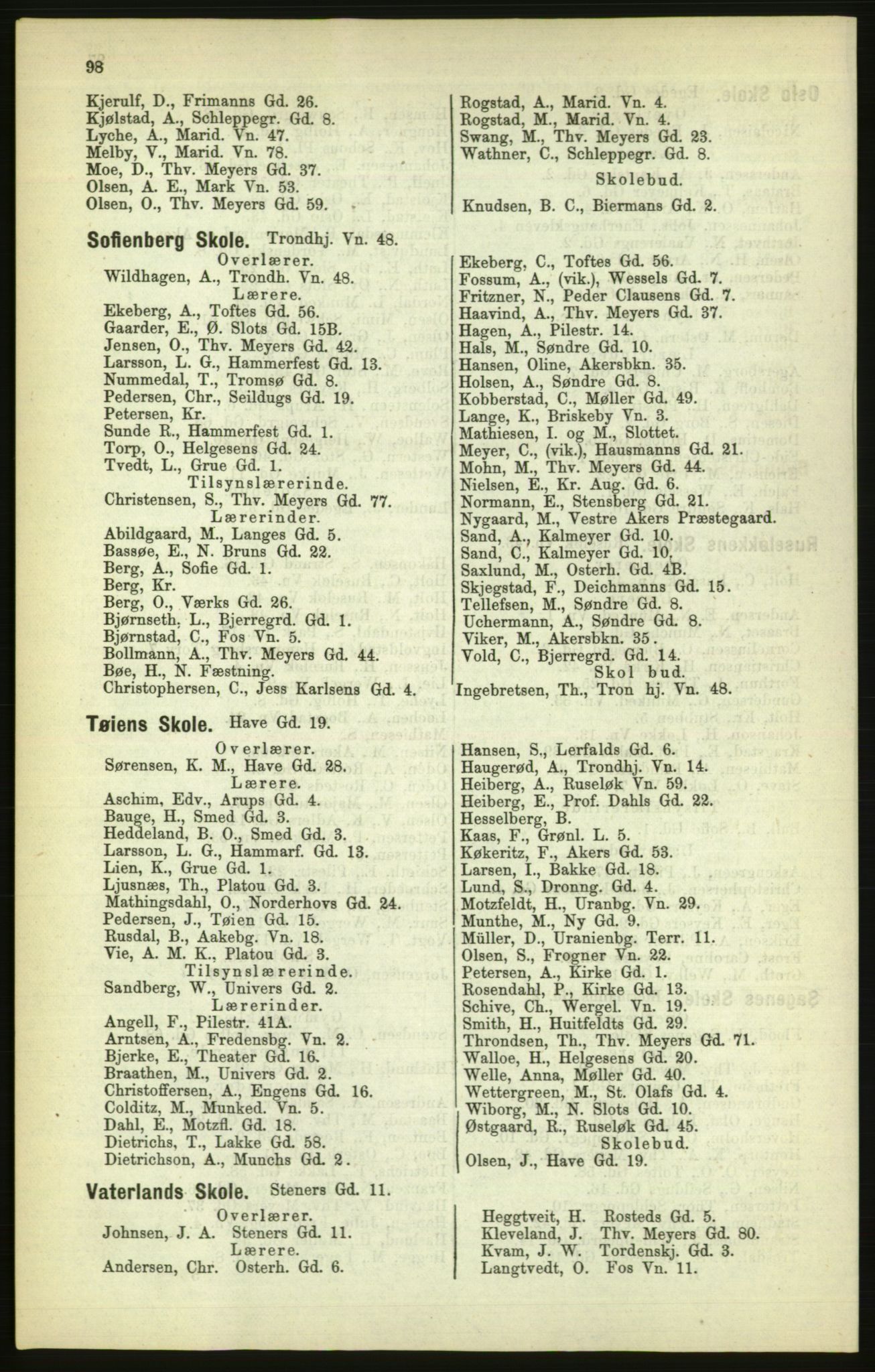 Kristiania/Oslo adressebok, PUBL/-, 1886, p. 98