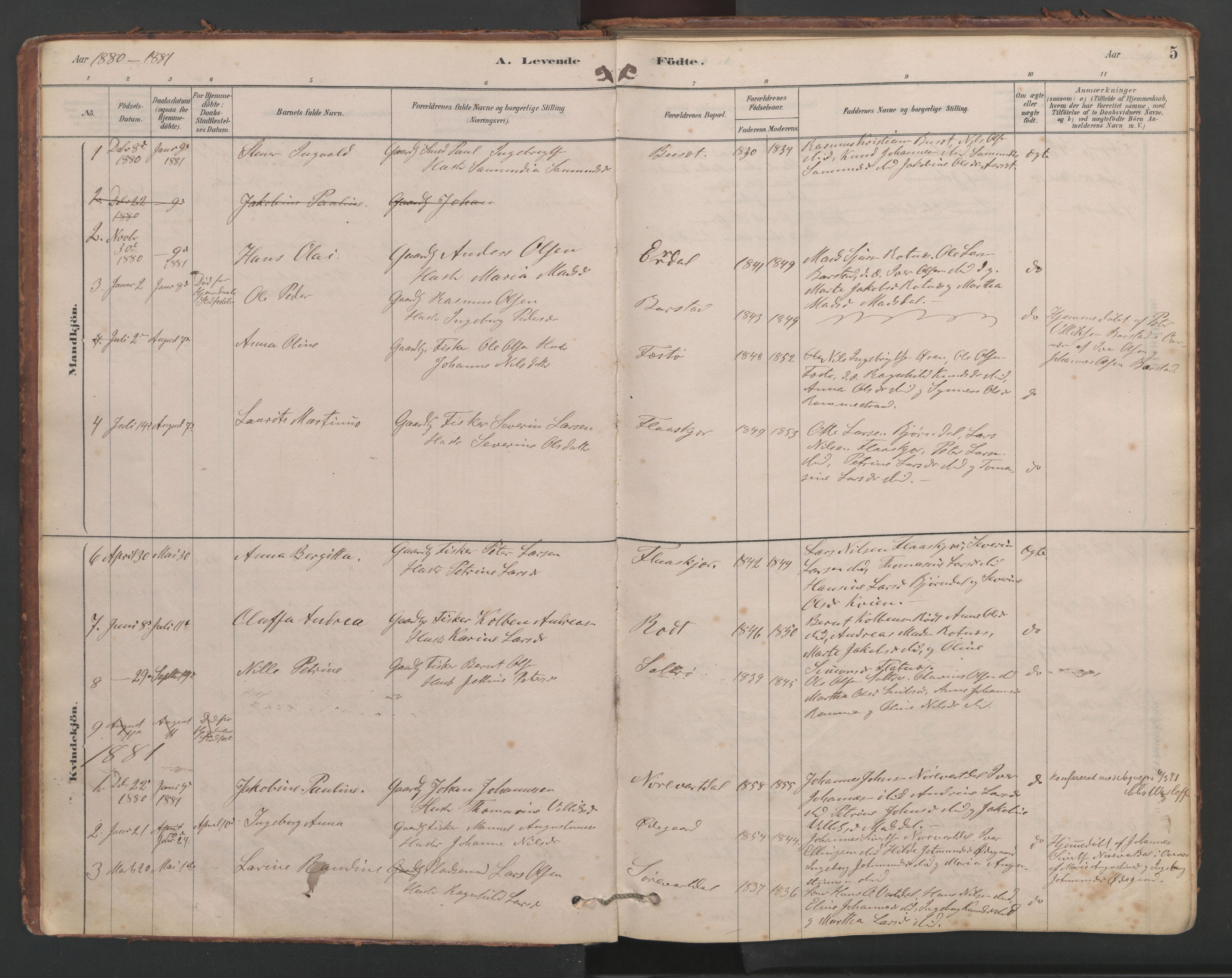 Ministerialprotokoller, klokkerbøker og fødselsregistre - Møre og Romsdal, SAT/A-1454/514/L0201: Parish register (copy) no. 514C01, 1878-1919, p. 5