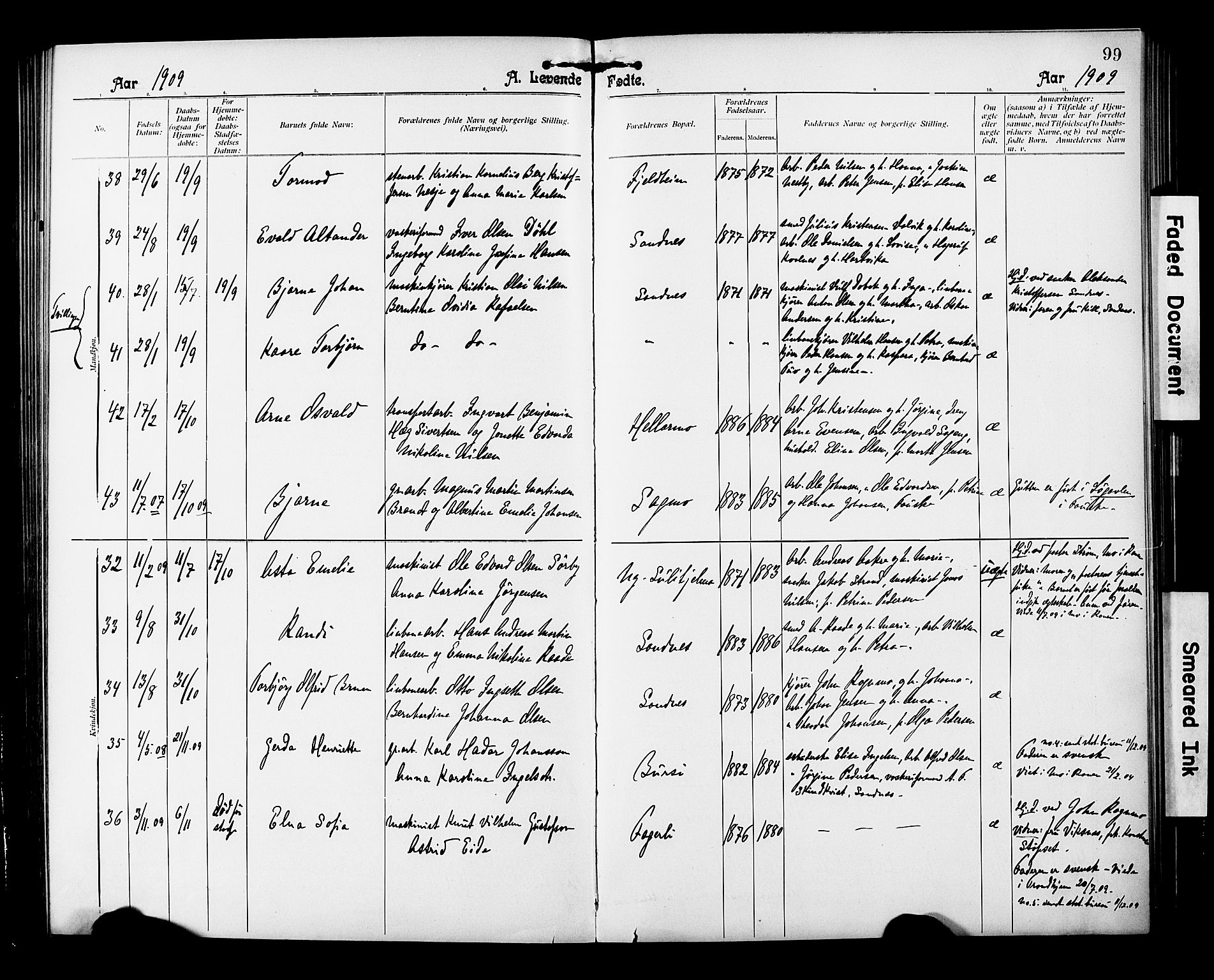 Ministerialprotokoller, klokkerbøker og fødselsregistre - Nordland, AV/SAT-A-1459/850/L0709: Parish register (official) no. 850A01, 1899-1909, p. 99