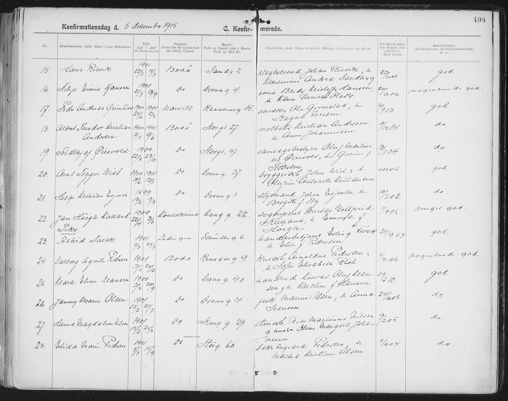 Ministerialprotokoller, klokkerbøker og fødselsregistre - Nordland, SAT/A-1459/801/L0011: Parish register (official) no. 801A11, 1900-1916, p. 400