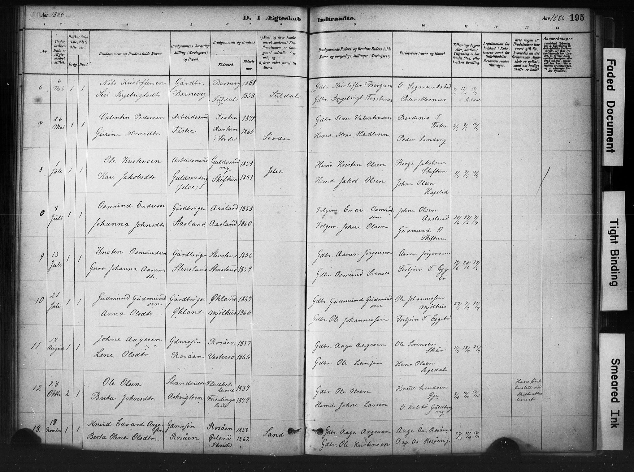 Hjelmeland sokneprestkontor, AV/SAST-A-101843/01/IV/L0014: Parish register (official) no. A 14, 1879-1900, p. 195