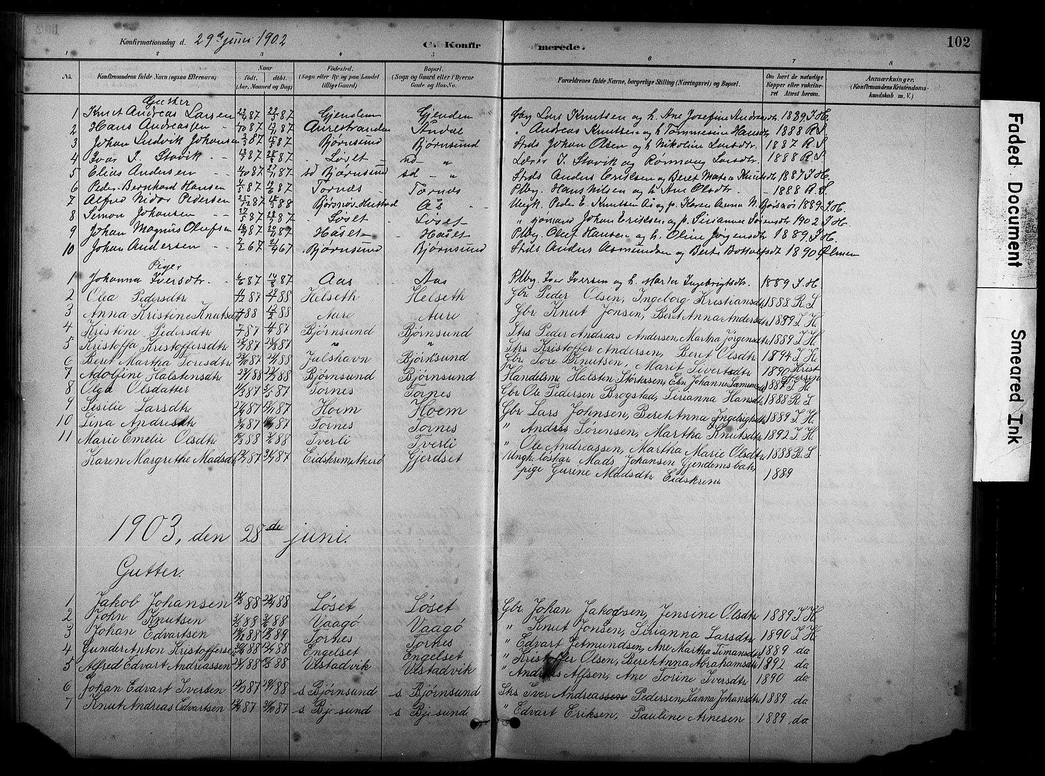 Ministerialprotokoller, klokkerbøker og fødselsregistre - Møre og Romsdal, SAT/A-1454/565/L0755: Parish register (copy) no. 565C04, 1883-1903, p. 102