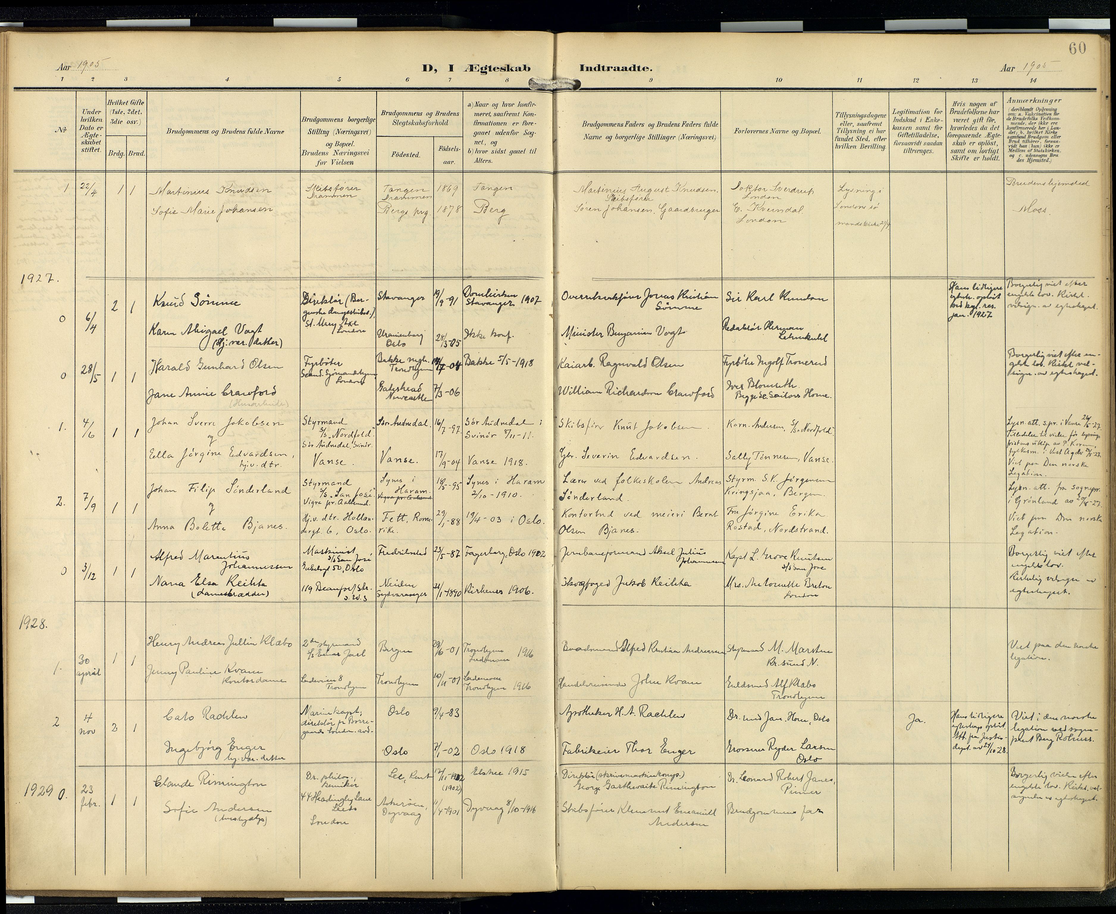  Den norske sjømannsmisjon i utlandet/London m/bistasjoner, SAB/SAB/PA-0103/H/Ha/L0003: Parish register (official) no. A 3, 1903-1934, p. 59b-60a
