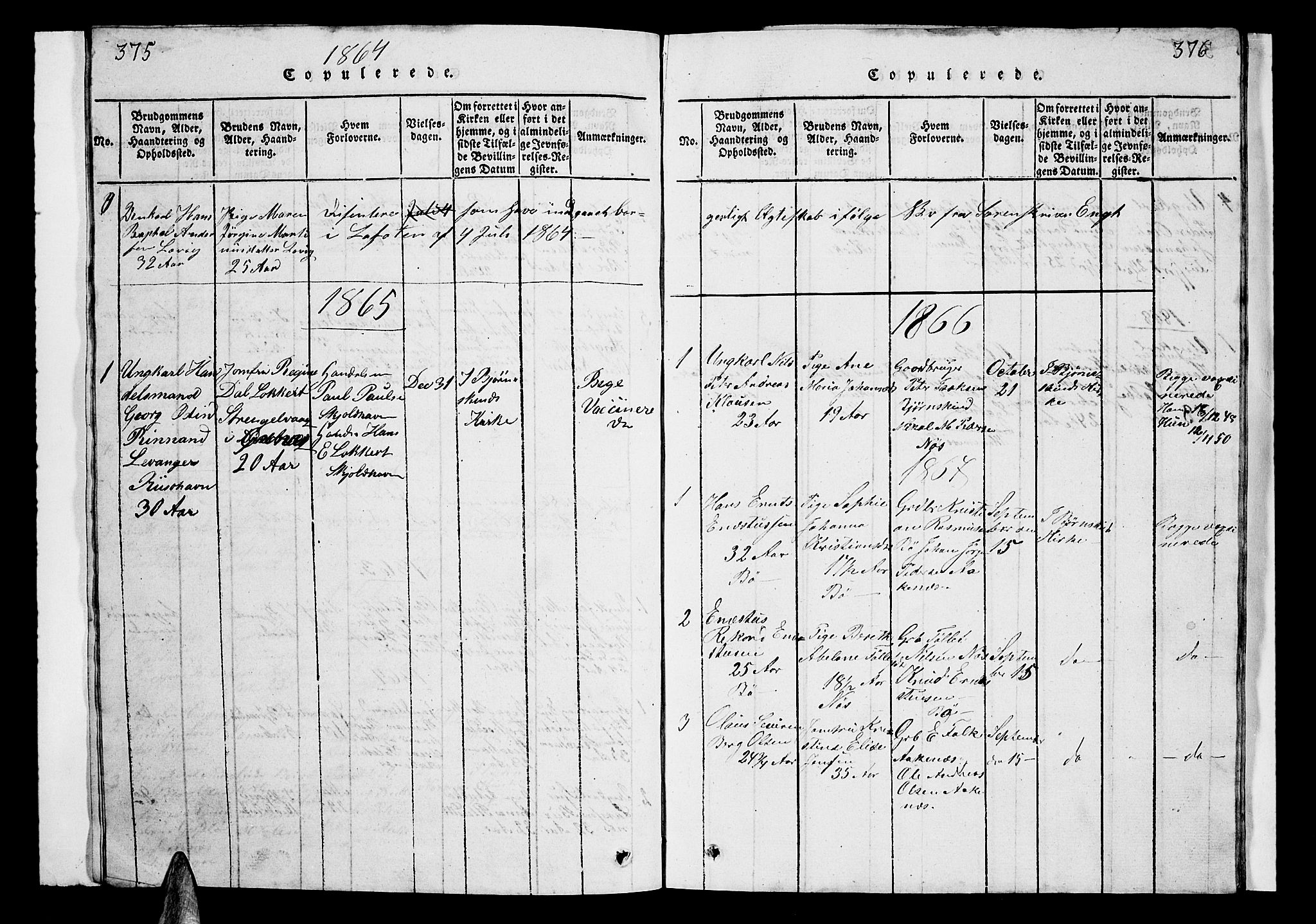 Ministerialprotokoller, klokkerbøker og fødselsregistre - Nordland, SAT/A-1459/899/L1446: Parish register (copy) no. 899C01, 1820-1868, p. 375-376