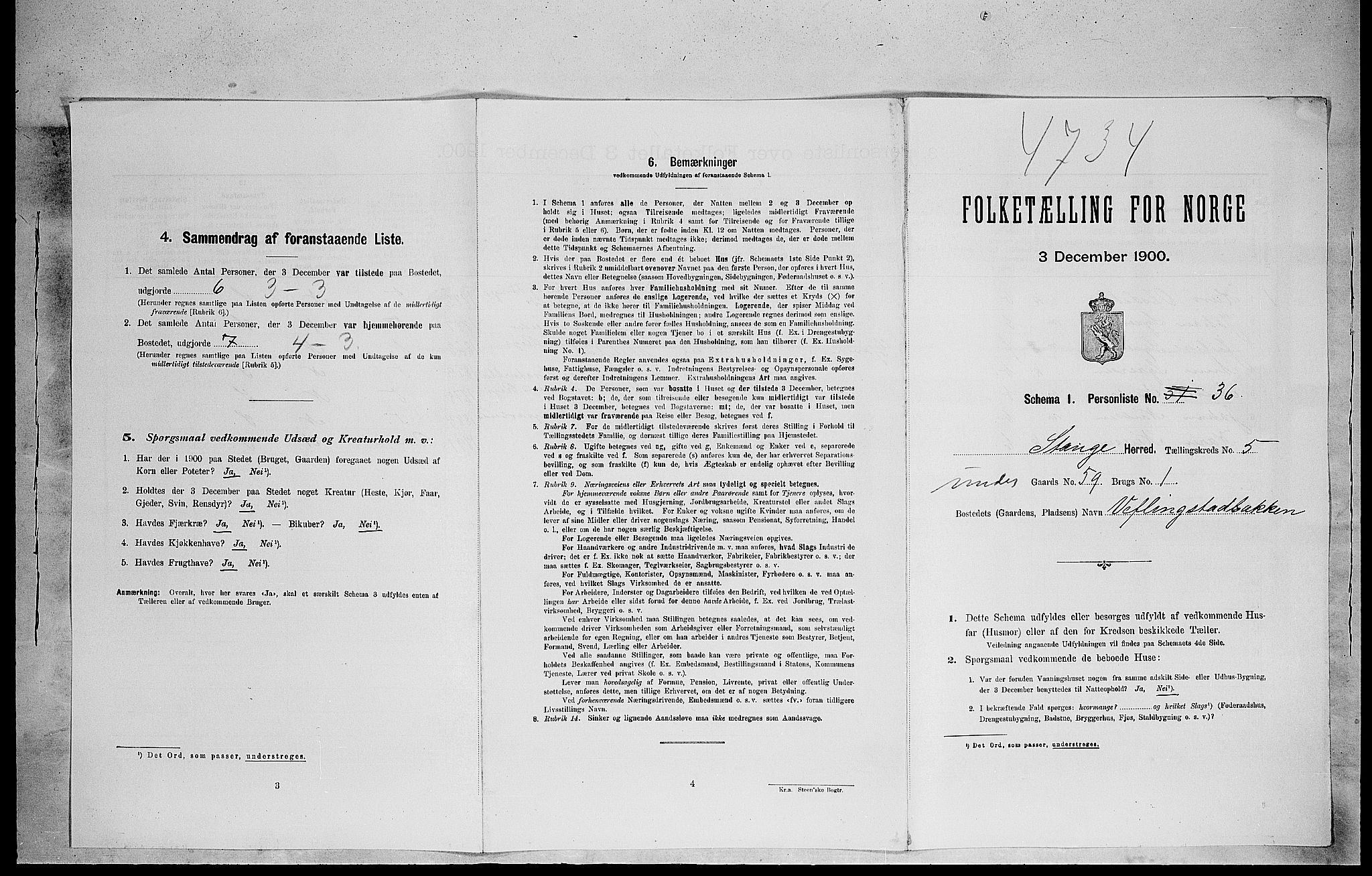 SAH, 1900 census for Stange, 1900, p. 1055
