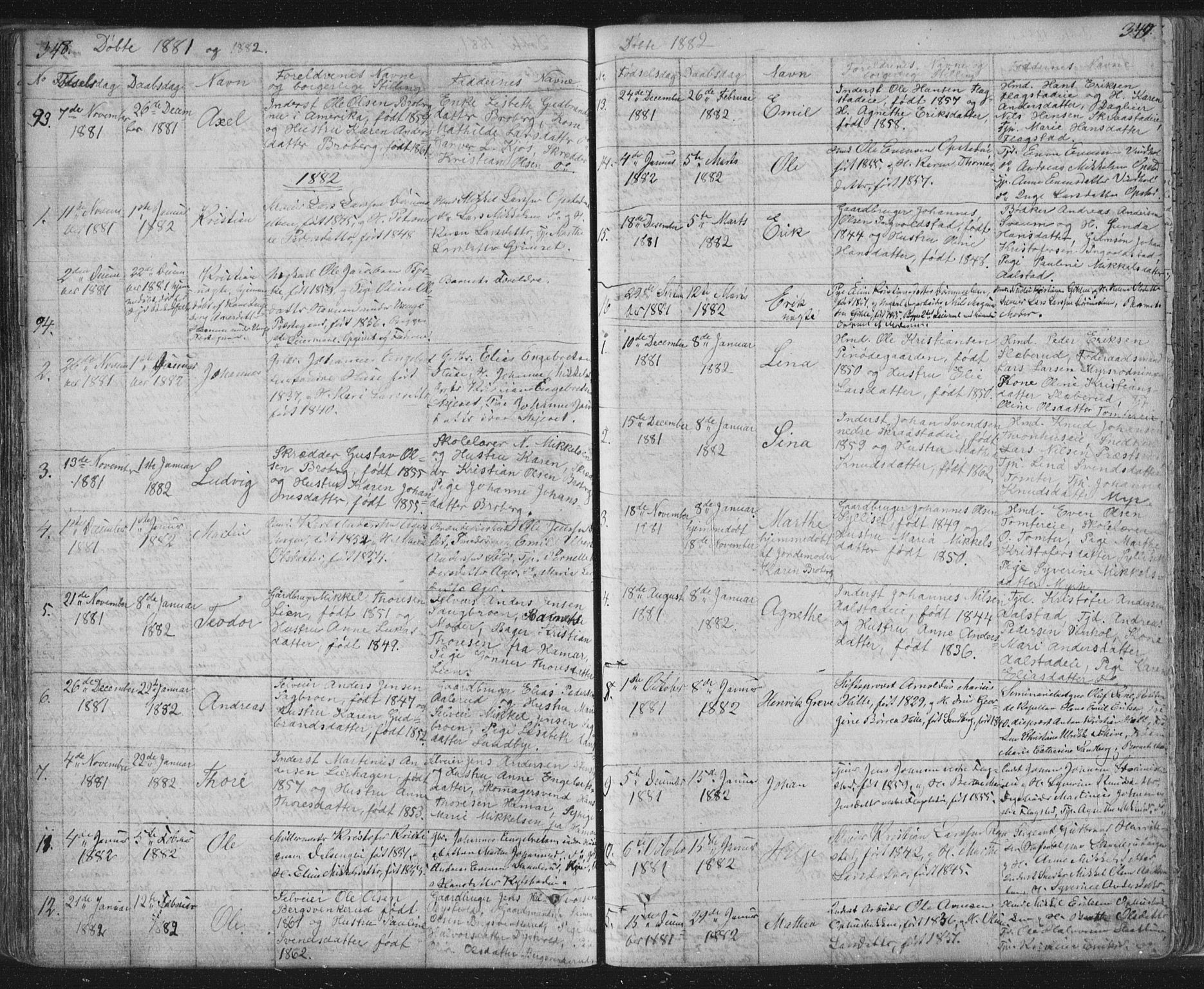Vang prestekontor, Hedmark, AV/SAH-PREST-008/H/Ha/Hab/L0010A: Parish register (copy) no. 10a, 1854-1896, p. 348-349