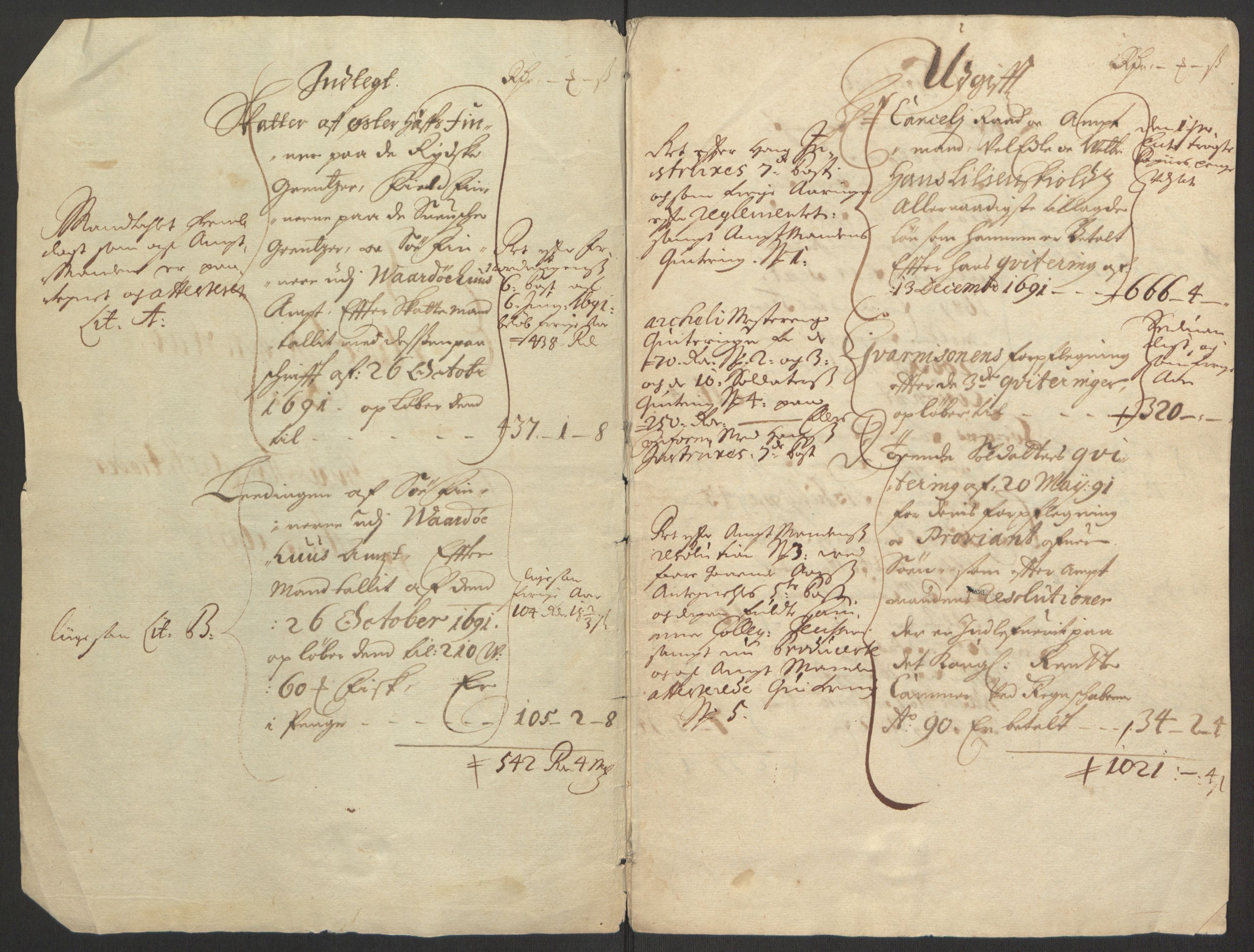 Rentekammeret inntil 1814, Reviderte regnskaper, Fogderegnskap, RA/EA-4092/R69/L4851: Fogderegnskap Finnmark/Vardøhus, 1691-1700, p. 4