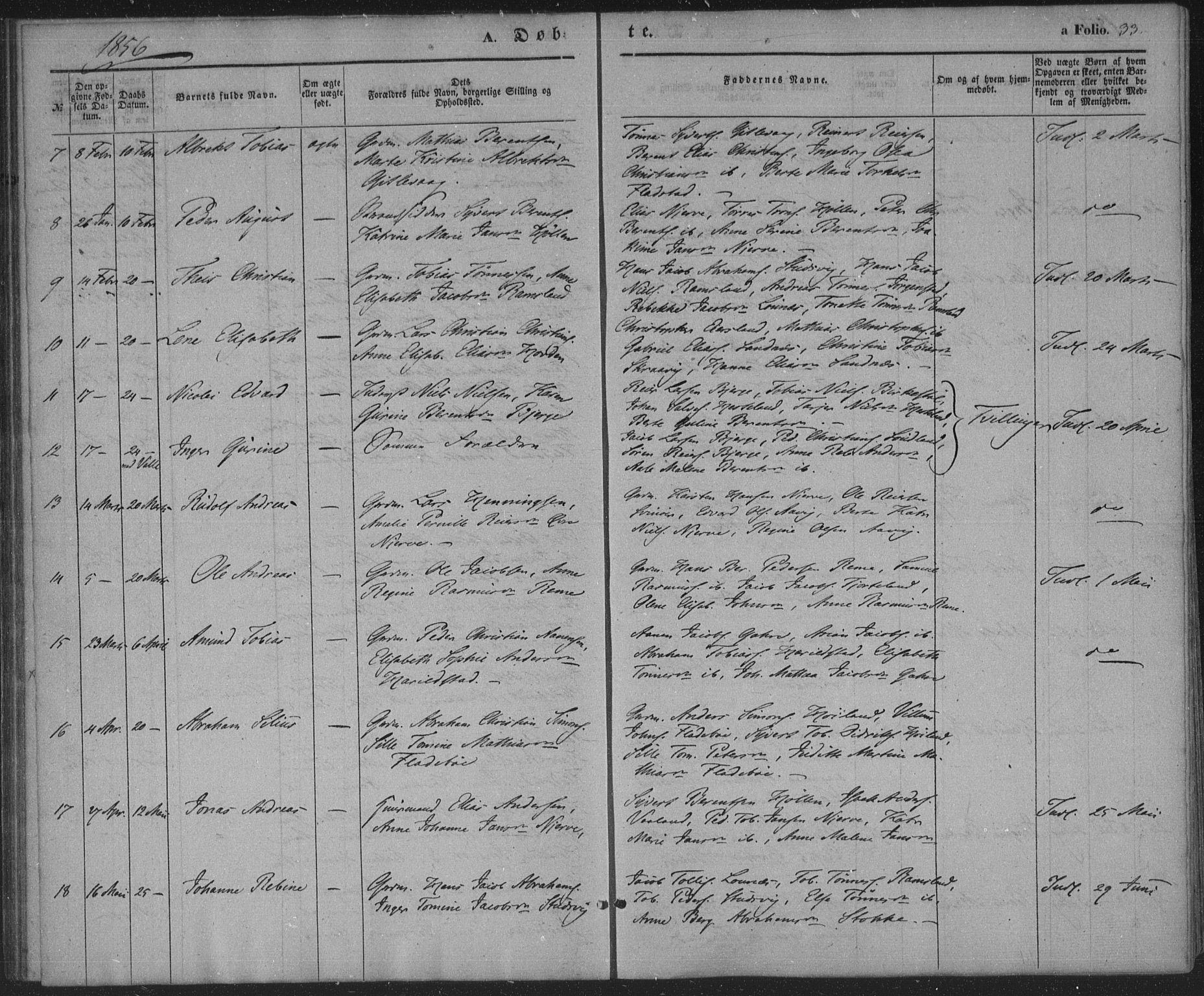 Sør-Audnedal sokneprestkontor, AV/SAK-1111-0039/F/Fa/Faa/L0002: Parish register (official) no. A 2, 1848-1867, p. 33