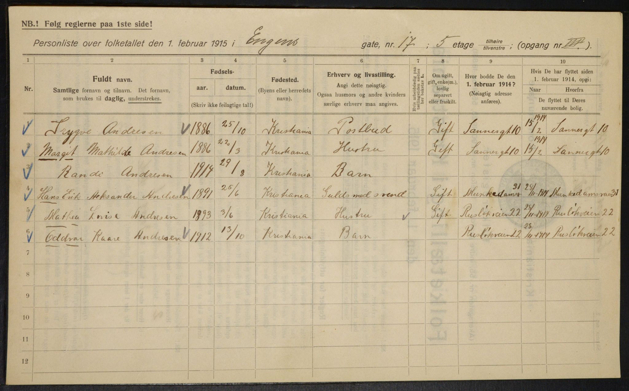 OBA, Municipal Census 1915 for Kristiania, 1915, p. 21501