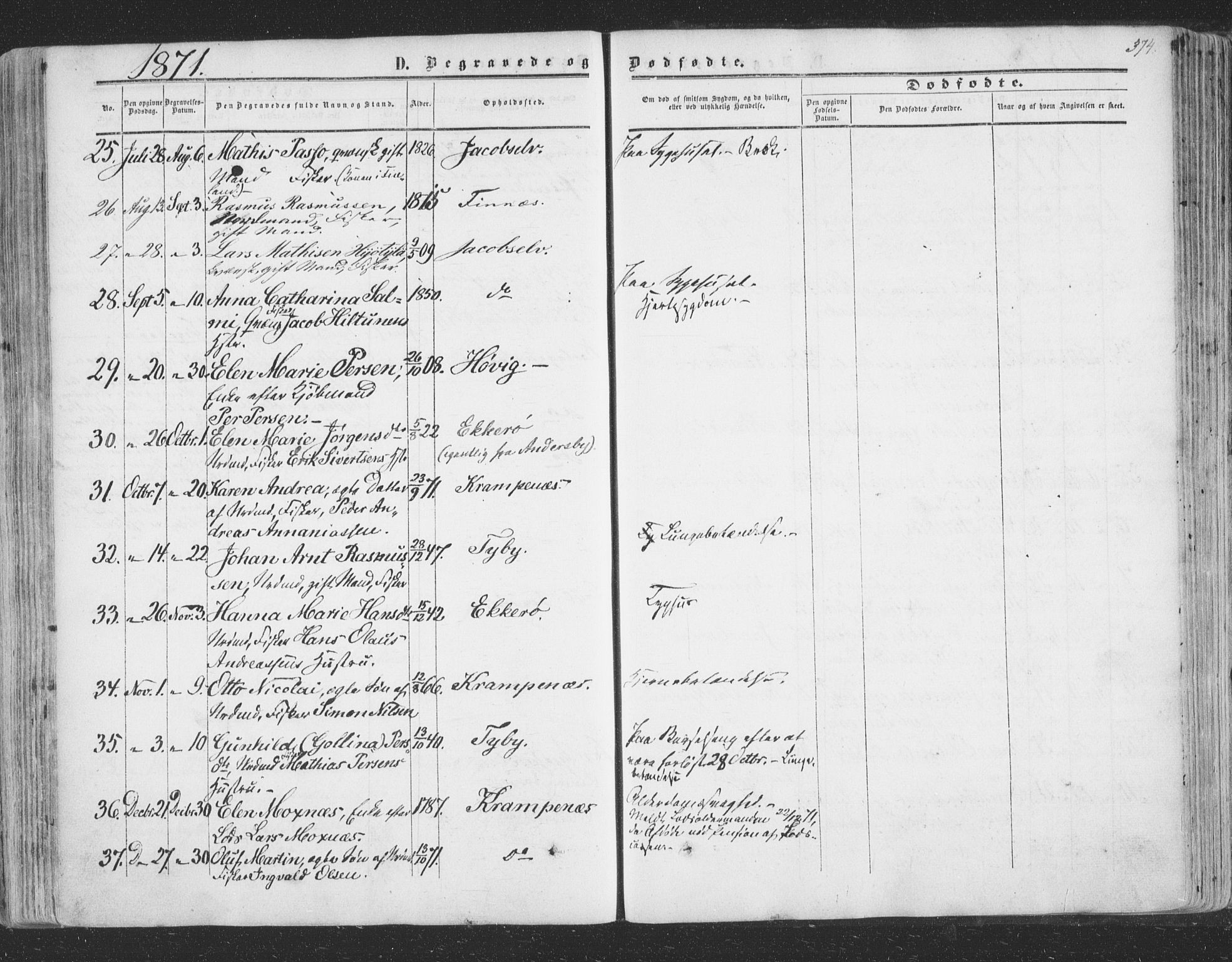Vadsø sokneprestkontor, AV/SATØ-S-1325/H/Ha/L0004kirke: Parish register (official) no. 4, 1854-1880, p. 374