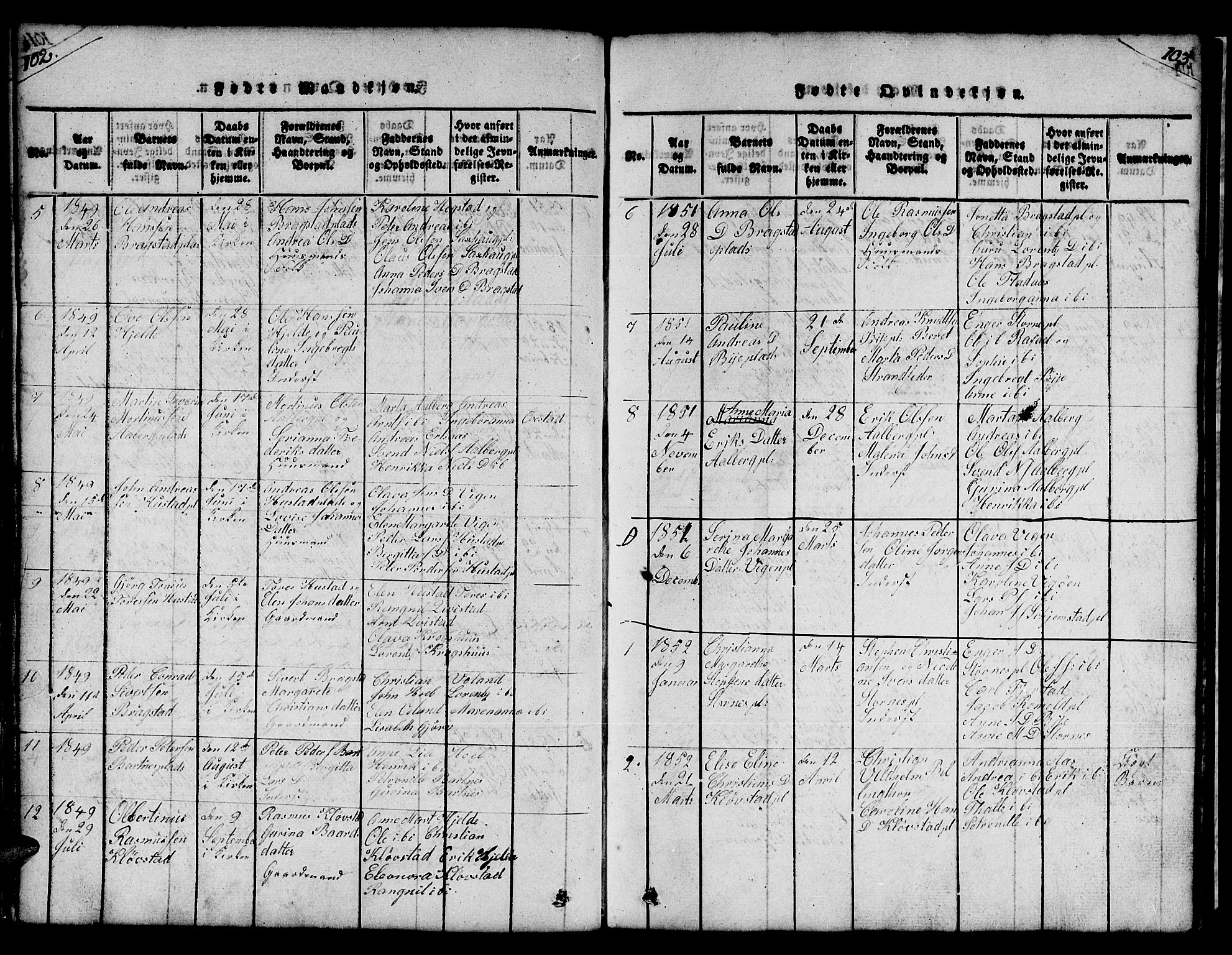 Ministerialprotokoller, klokkerbøker og fødselsregistre - Nord-Trøndelag, AV/SAT-A-1458/732/L0317: Parish register (copy) no. 732C01, 1816-1881, p. 102-103