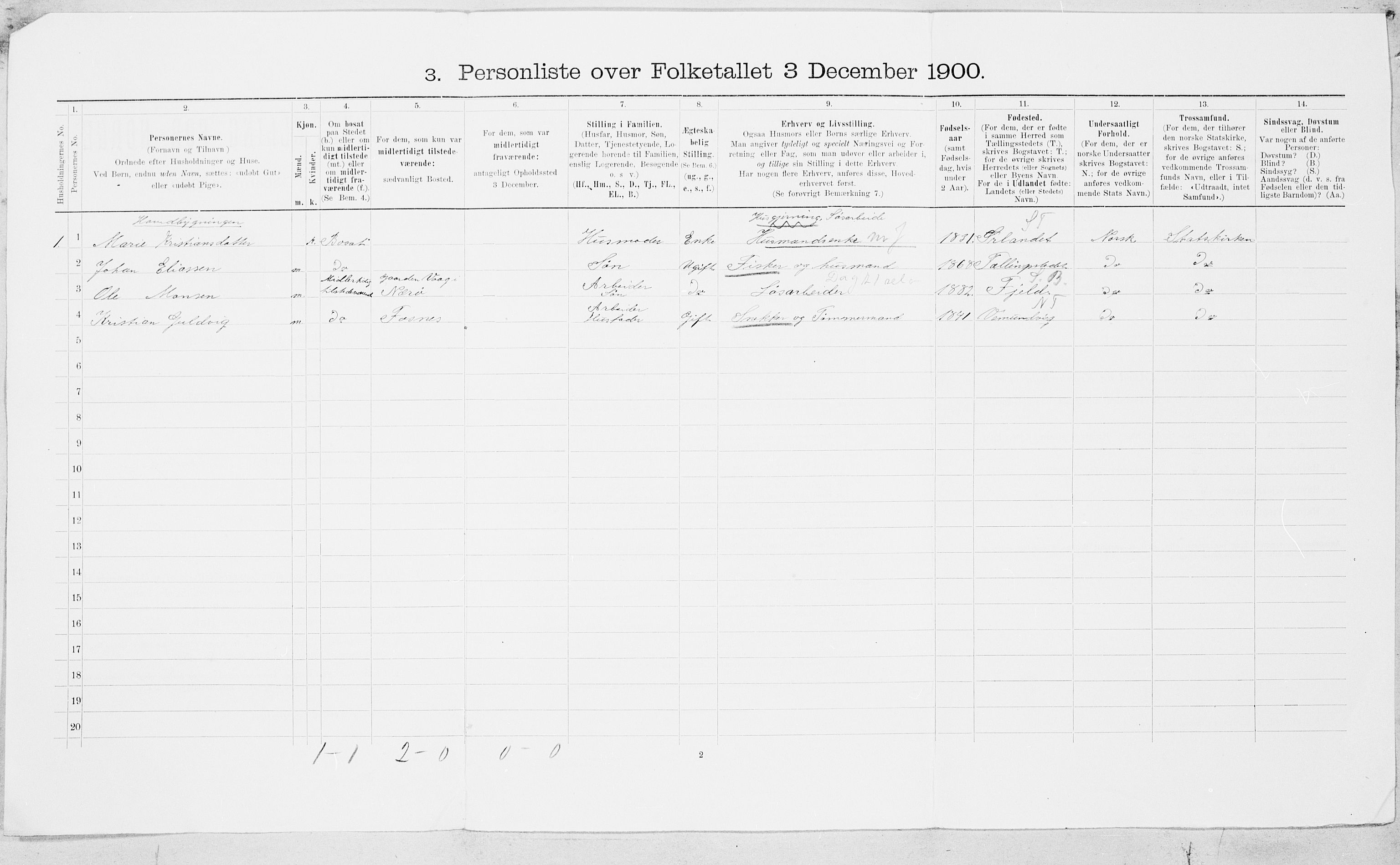 SAT, 1900 census for Nærøy, 1900, p. 26