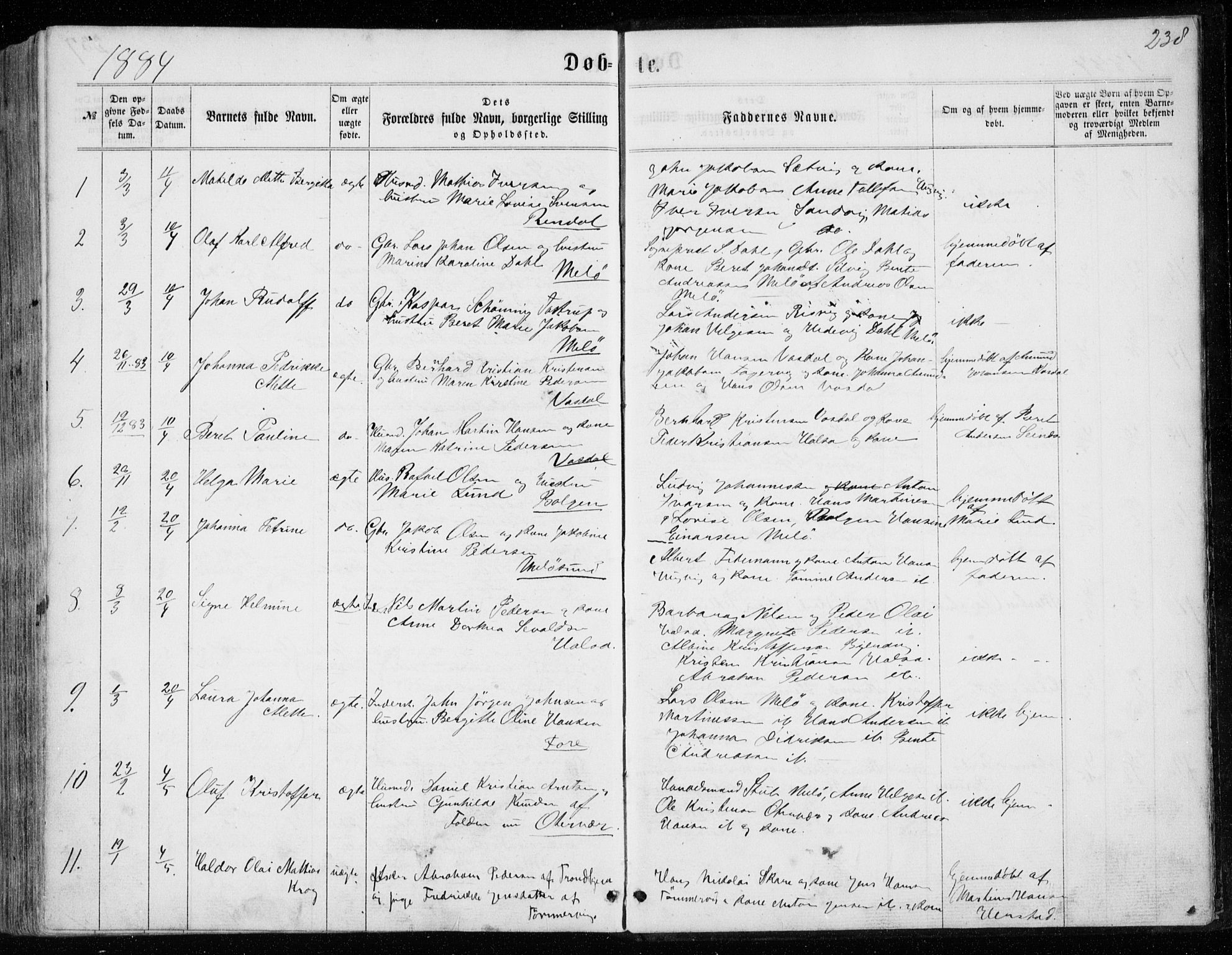 Ministerialprotokoller, klokkerbøker og fødselsregistre - Nordland, SAT/A-1459/843/L0634: Parish register (copy) no. 843C03, 1860-1884, p. 238
