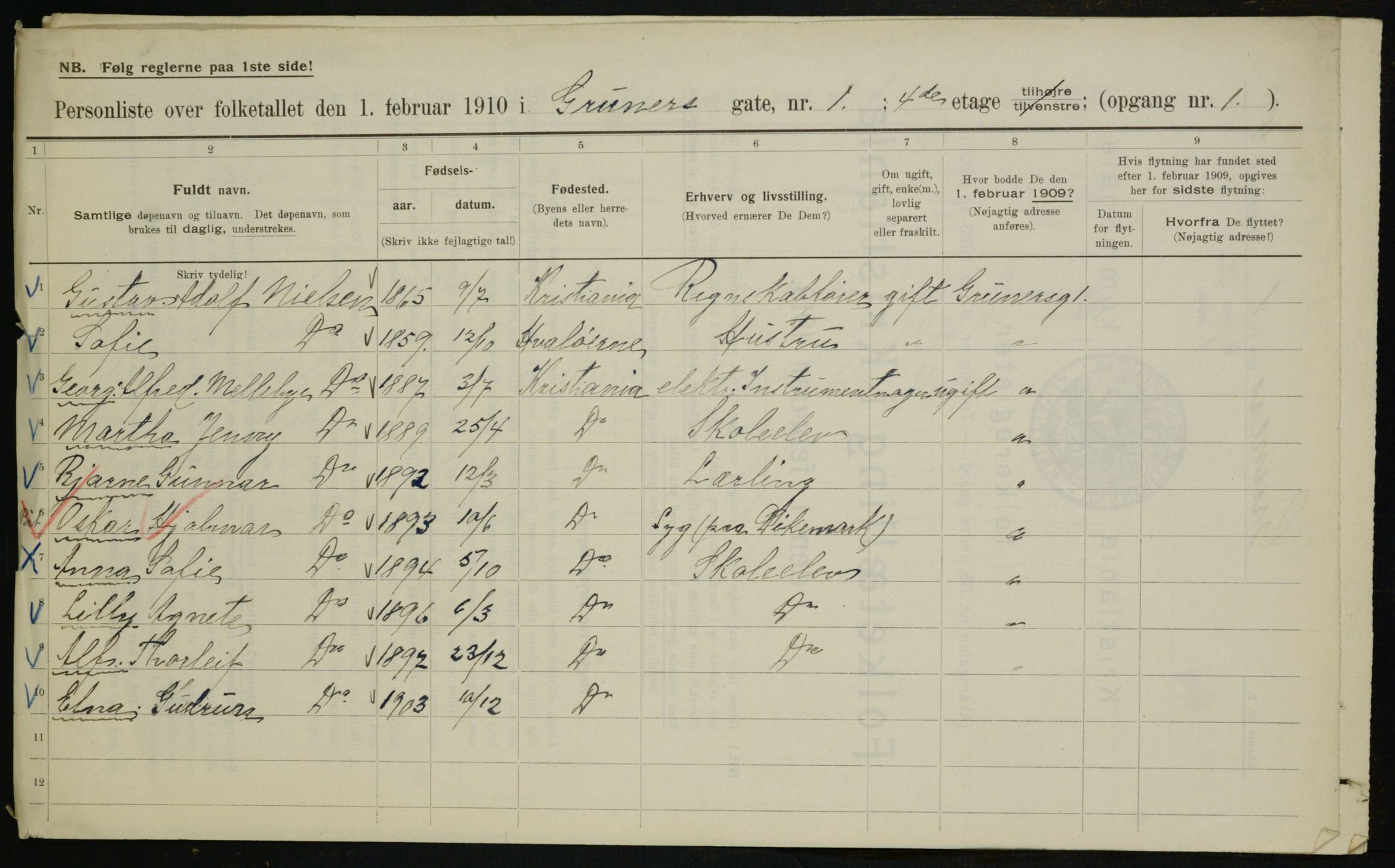 OBA, Municipal Census 1910 for Kristiania, 1910, p. 29360