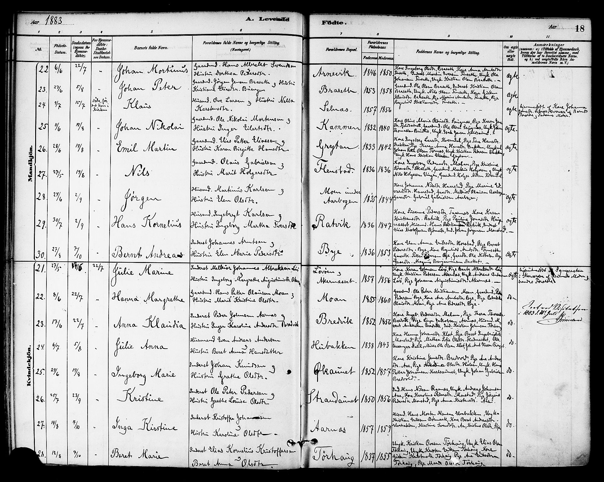 Ministerialprotokoller, klokkerbøker og fødselsregistre - Sør-Trøndelag, AV/SAT-A-1456/655/L0680: Parish register (official) no. 655A09, 1880-1894, p. 18