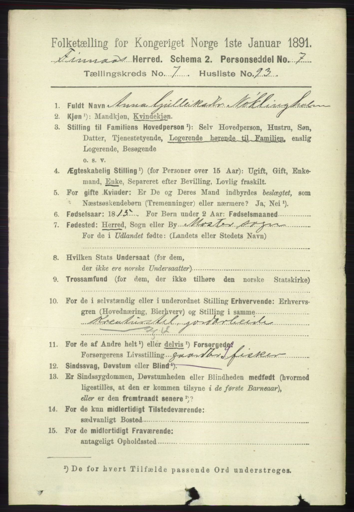 RA, 1891 census for 1218 Finnås, 1891, p. 3293