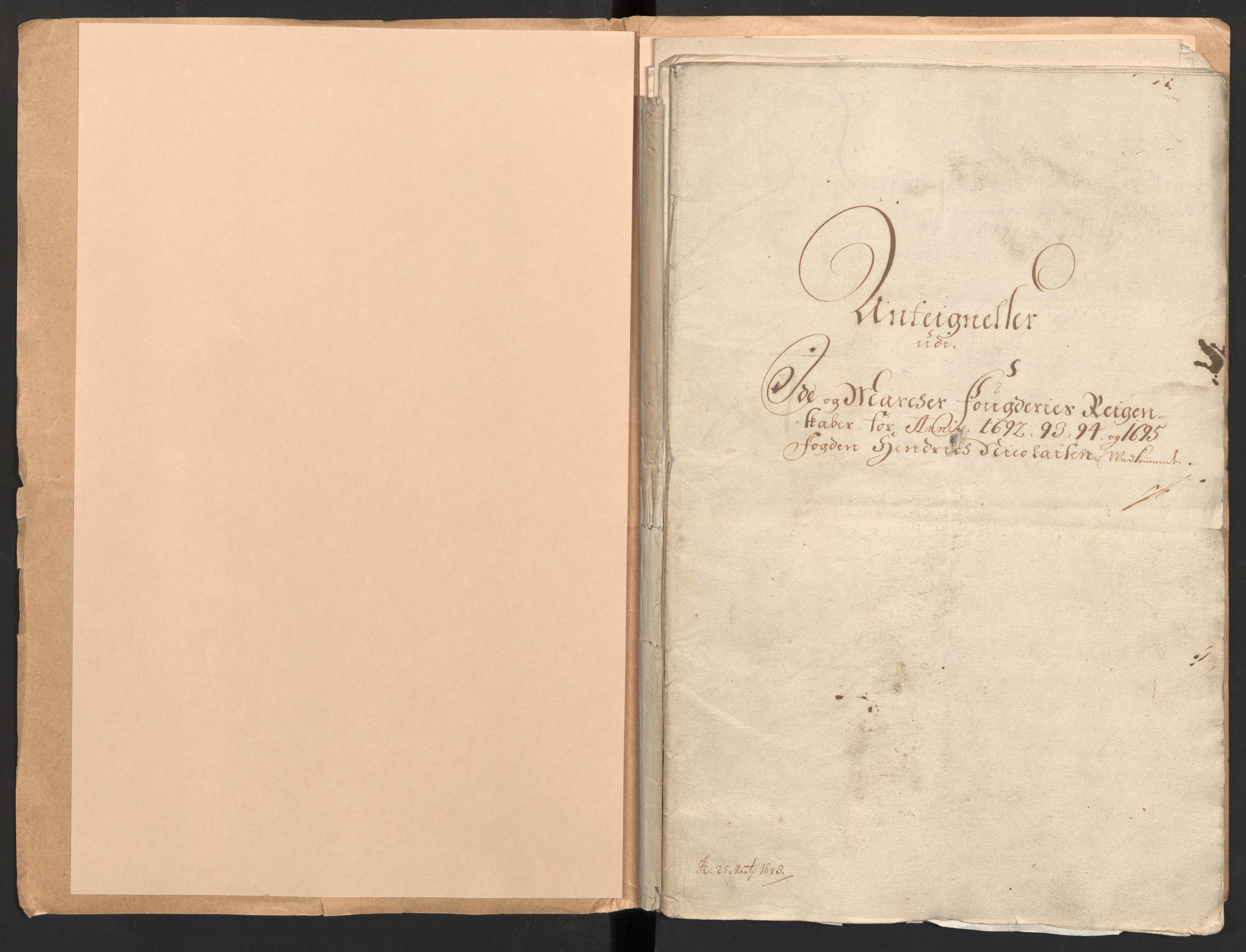 Rentekammeret inntil 1814, Reviderte regnskaper, Fogderegnskap, RA/EA-4092/R01/L0013: Fogderegnskap Idd og Marker, 1696-1698, p. 3