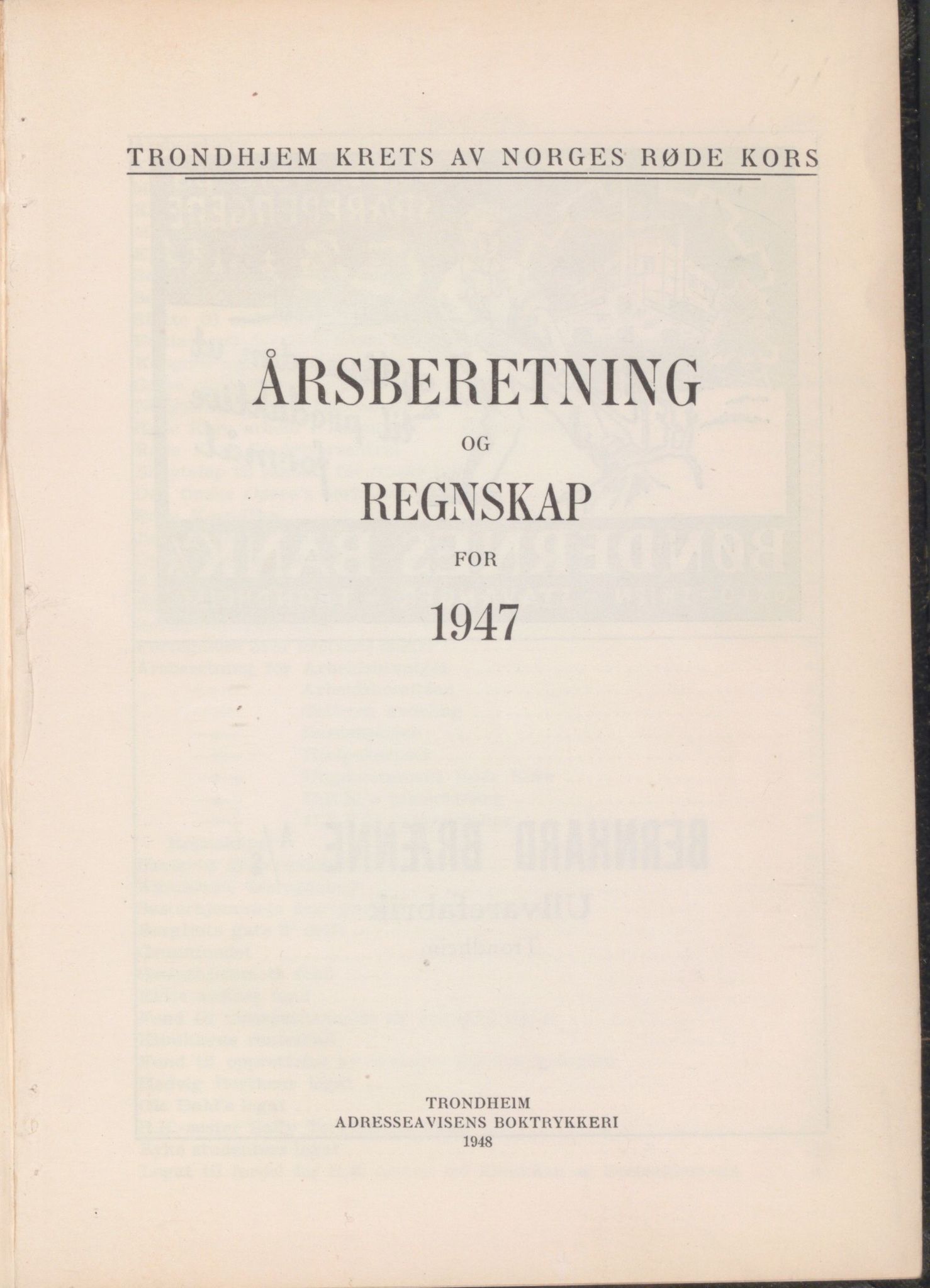 Trondheim Røde Kors, TRKO/PA-1204/F/Fa/L0003/0013: Årsberetninger 1940-1950, TRK / Årsberetning for 1947-1950, 1947-1950