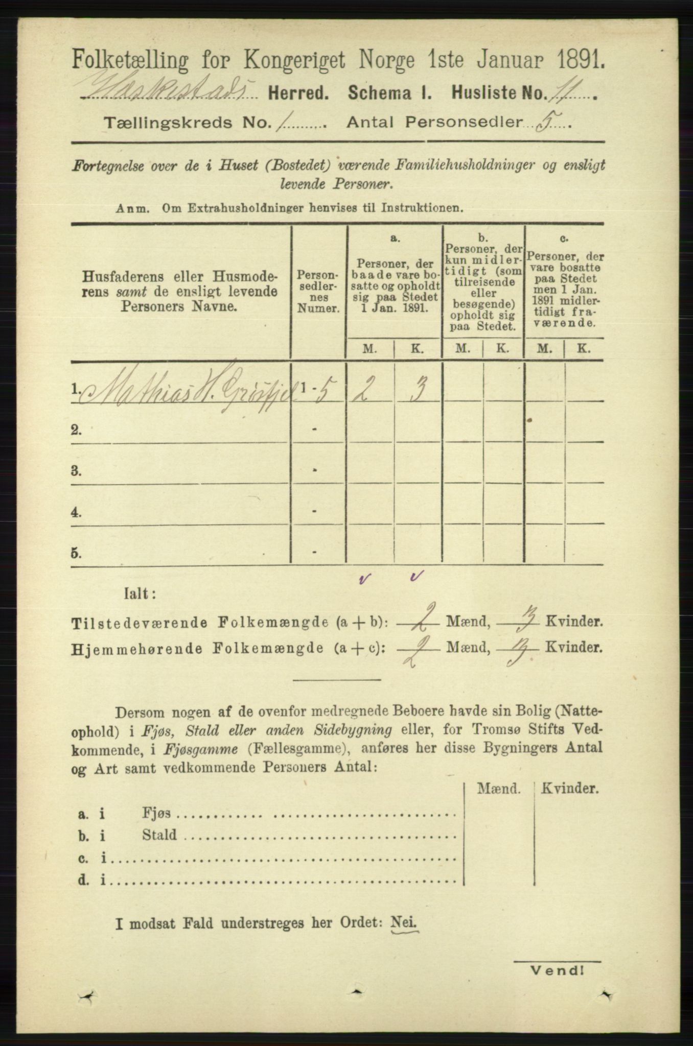 RA, 1891 census for 1113 Heskestad, 1891, p. 29