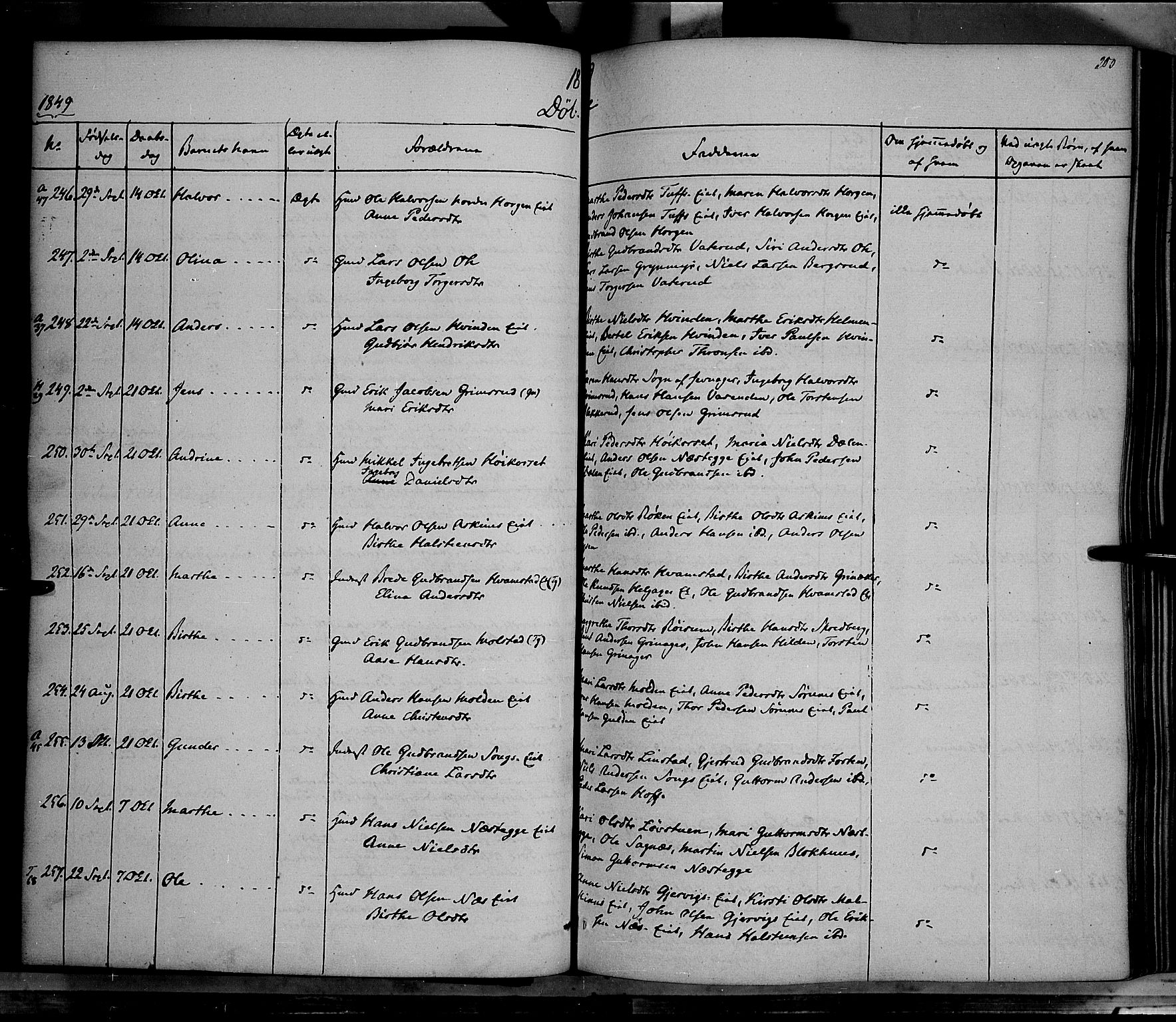 Gran prestekontor, AV/SAH-PREST-112/H/Ha/Haa/L0011: Parish register (official) no. 11, 1842-1856, p. 202-203