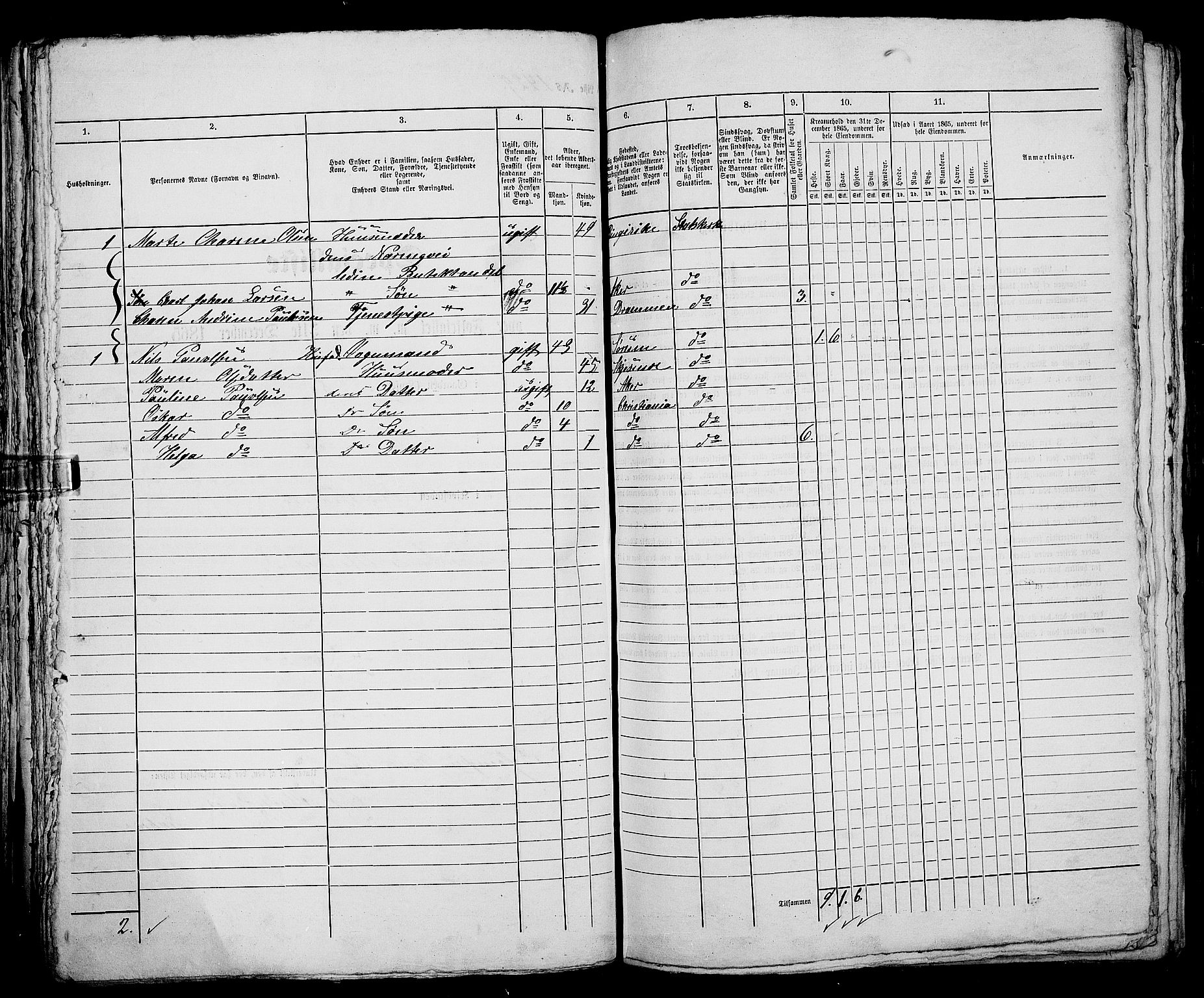 RA, 1865 census for Kristiania, 1865, p. 3249