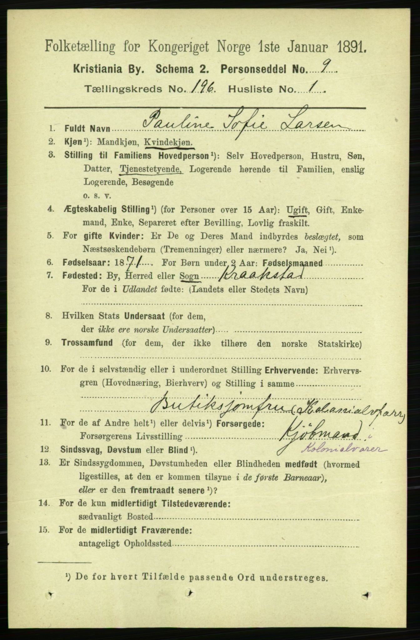 RA, 1891 census for 0301 Kristiania, 1891, p. 118101