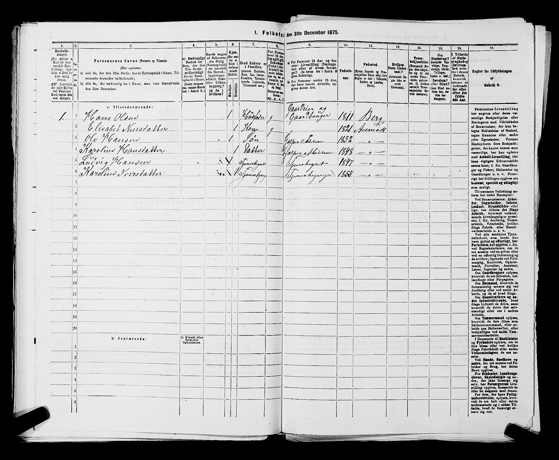 RA, 1875 census for 0118P Aremark, 1875, p. 999