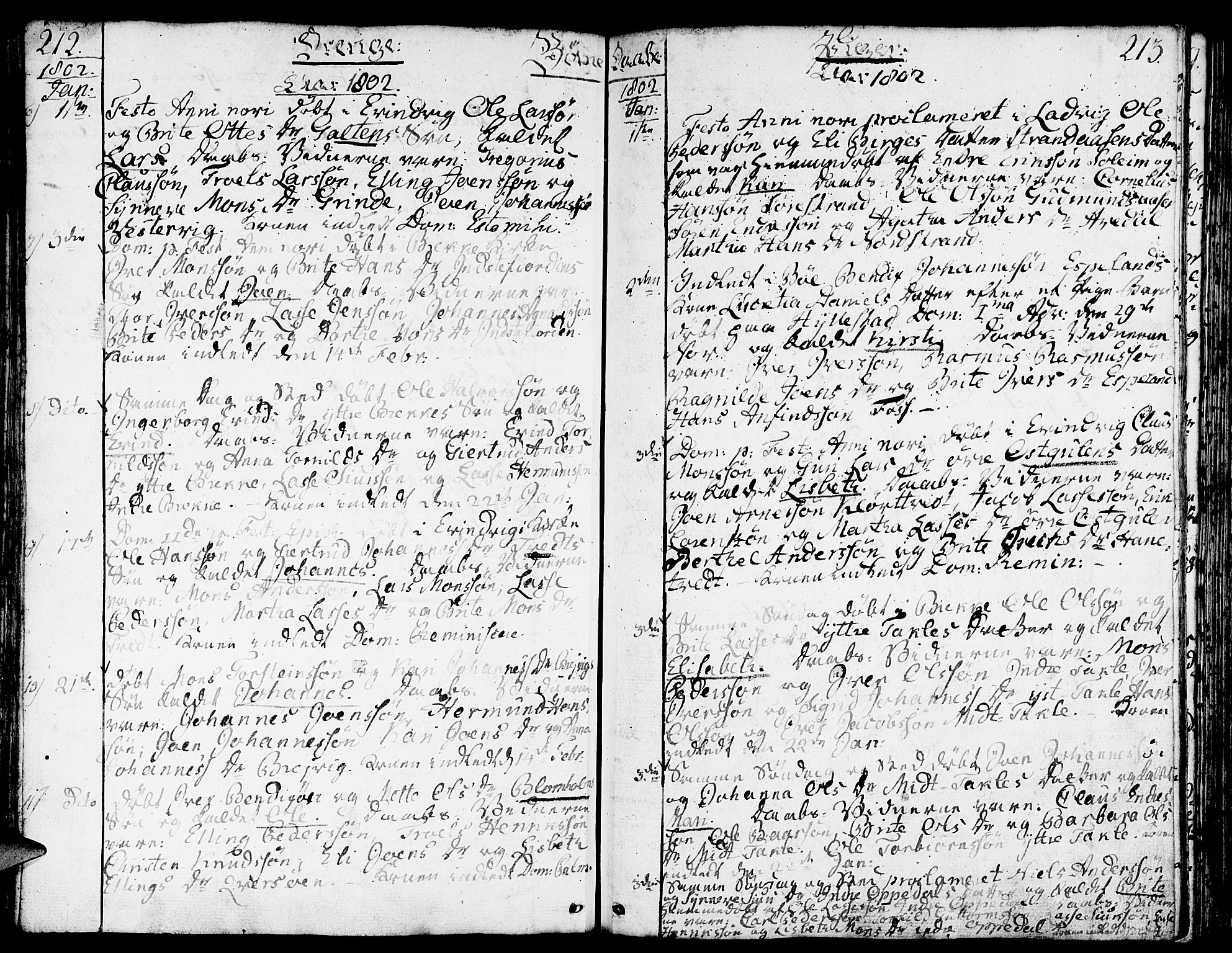 Gulen sokneprestembete, AV/SAB-A-80201/H/Haa/Haaa/L0016: Parish register (official) no. A 16, 1798-1808, p. 212-213