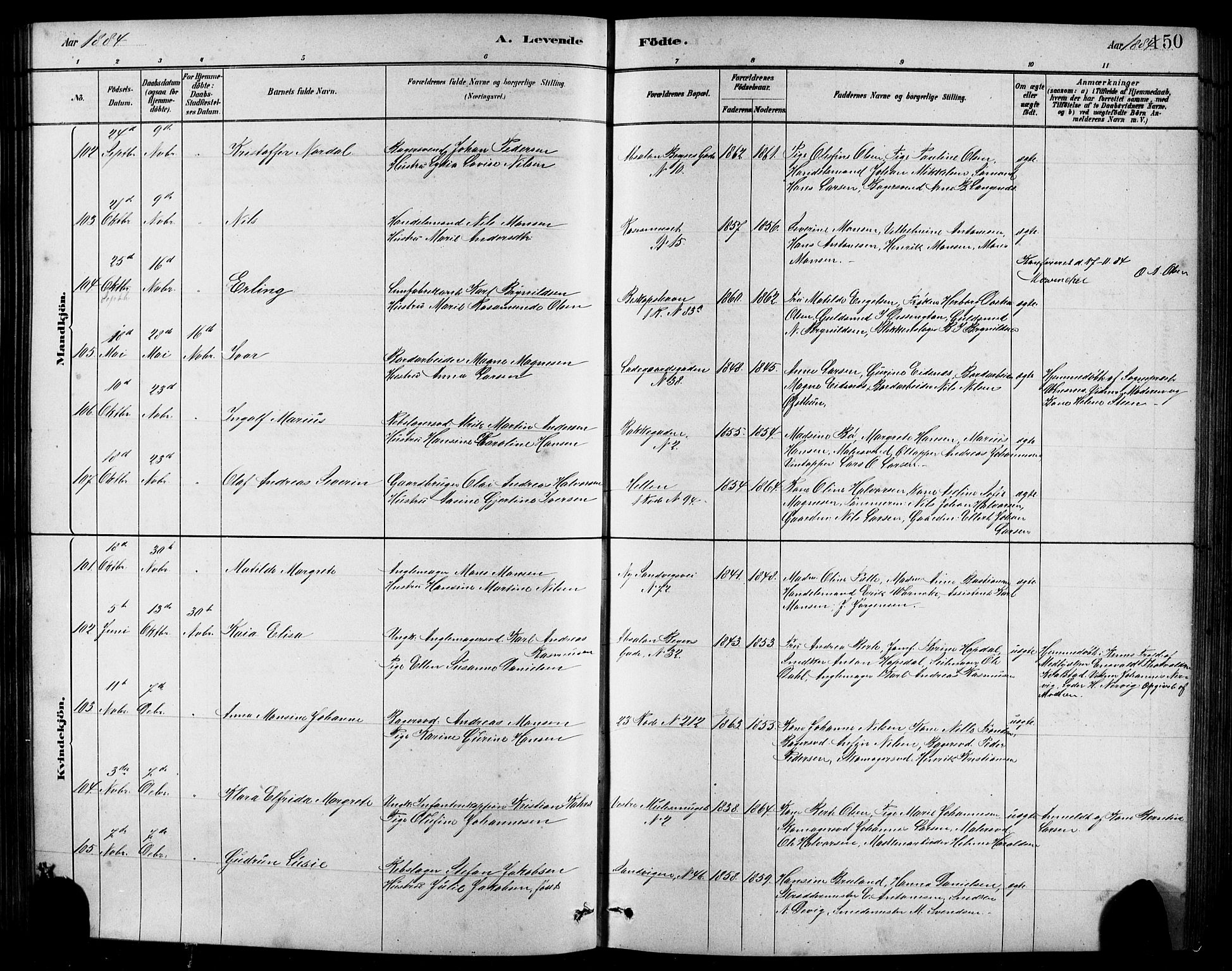 Sandviken Sokneprestembete, AV/SAB-A-77601/H/Hb/L0001: Parish register (copy) no. A 2, 1879-1892, p. 150