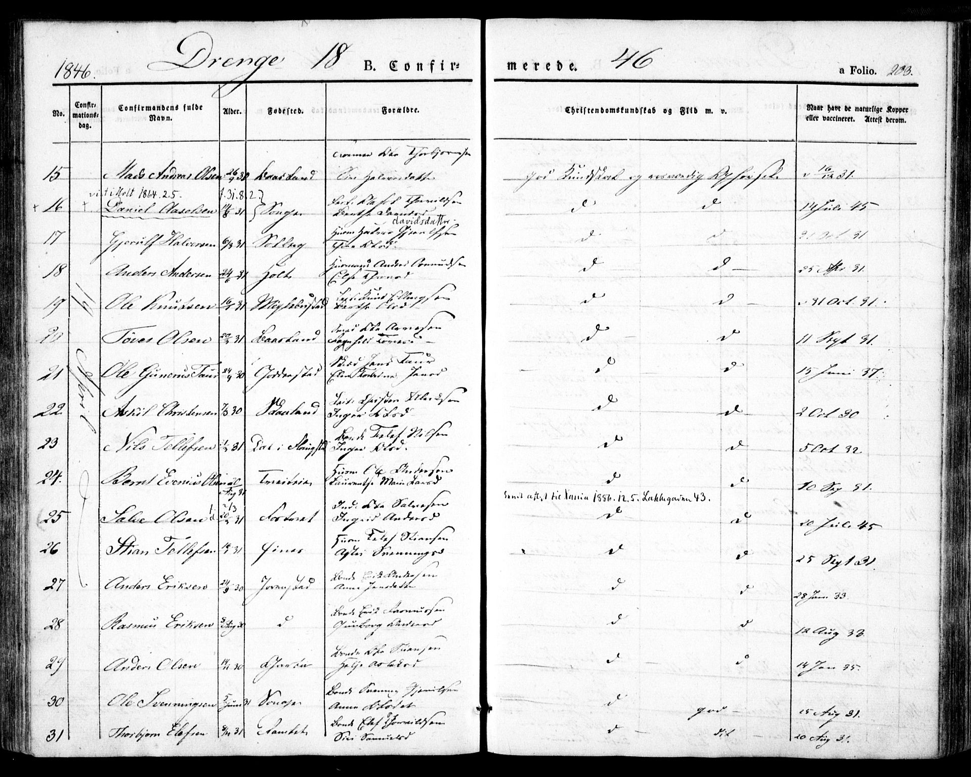 Holt sokneprestkontor, AV/SAK-1111-0021/F/Fa/L0007: Parish register (official) no. A 7, 1836-1848, p. 203