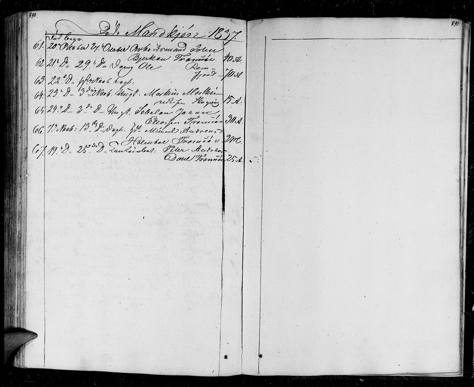 Tromsø sokneprestkontor/stiftsprosti/domprosti, SATØ/S-1343/G/Ga/L0008kirke: Parish register (official) no. 8, 1829-1837, p. 890-891