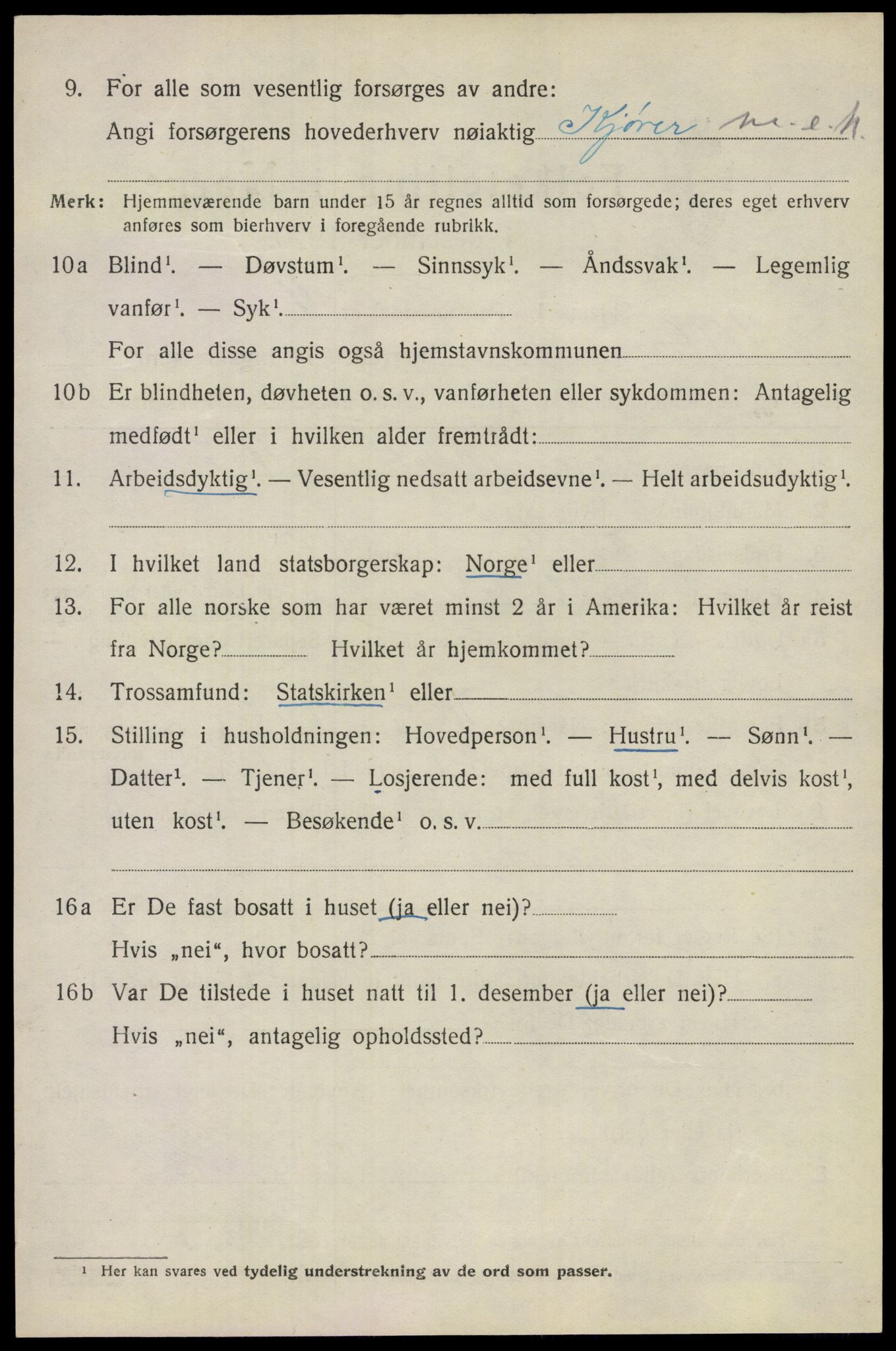 SAO, 1920 census for Ullensaker, 1920, p. 9296