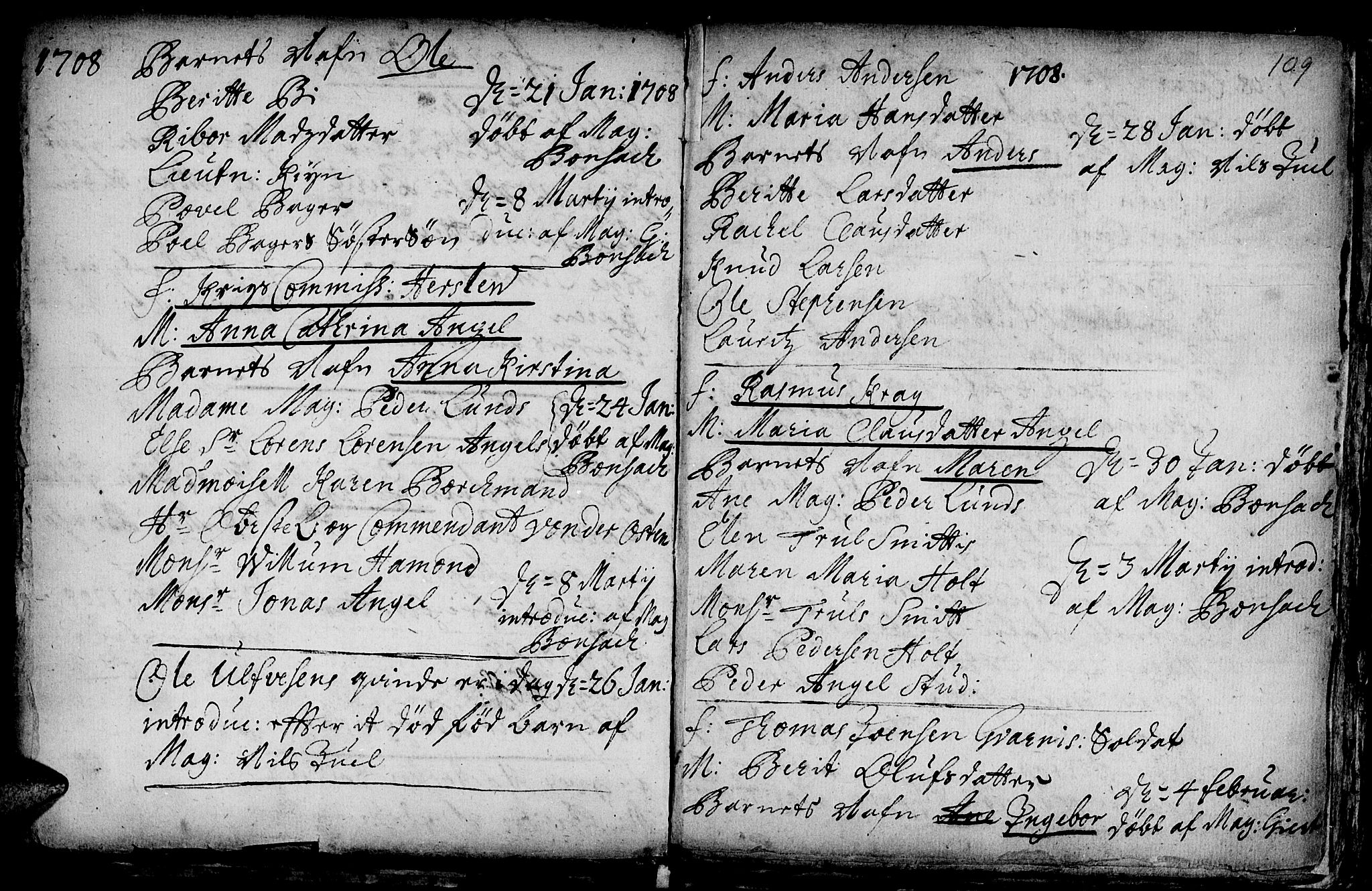 Ministerialprotokoller, klokkerbøker og fødselsregistre - Sør-Trøndelag, SAT/A-1456/601/L0034: Parish register (official) no. 601A02, 1702-1714, p. 109