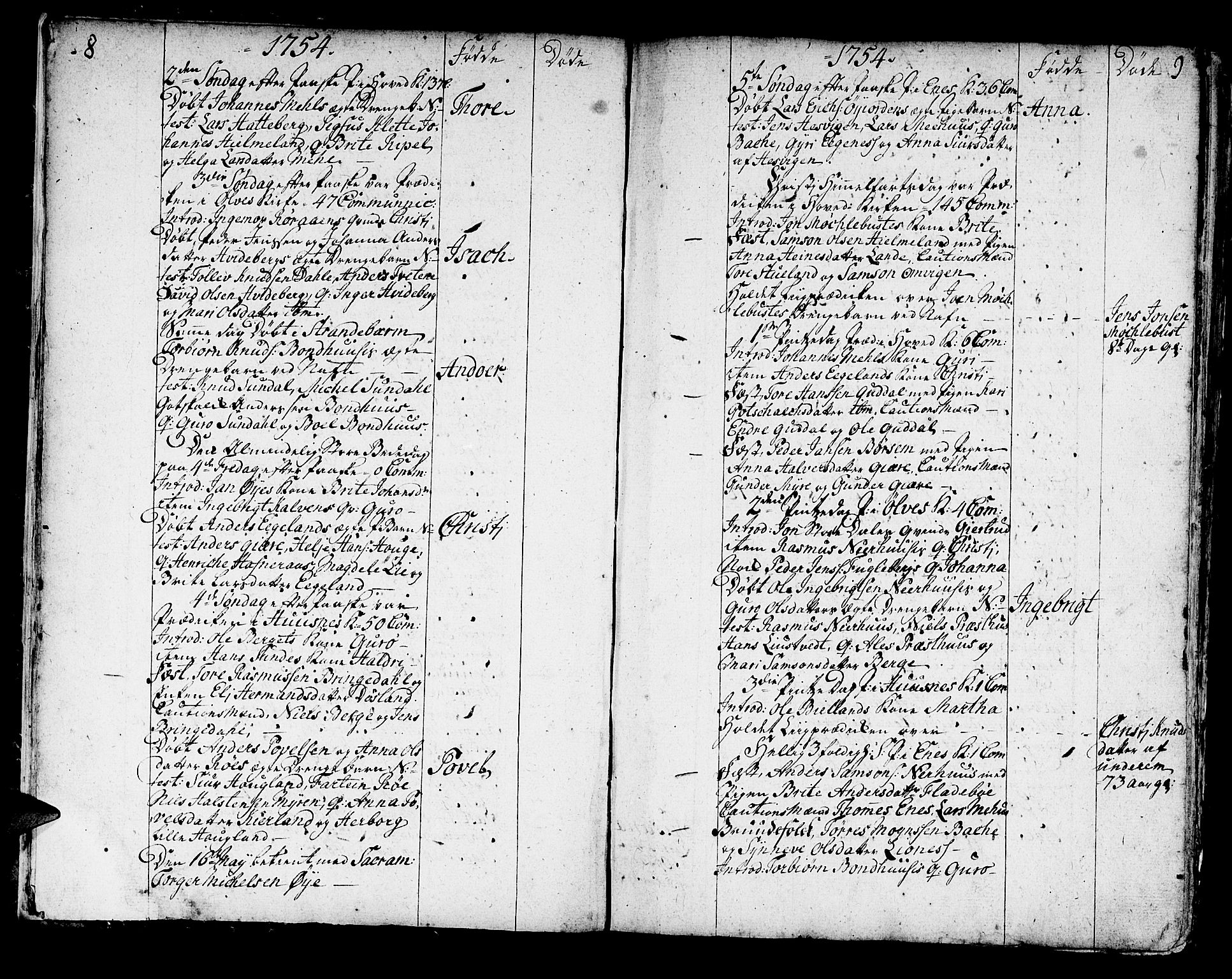 Kvinnherad sokneprestembete, AV/SAB-A-76401/H/Haa: Parish register (official) no. A 3, 1754-1777, p. 8-9