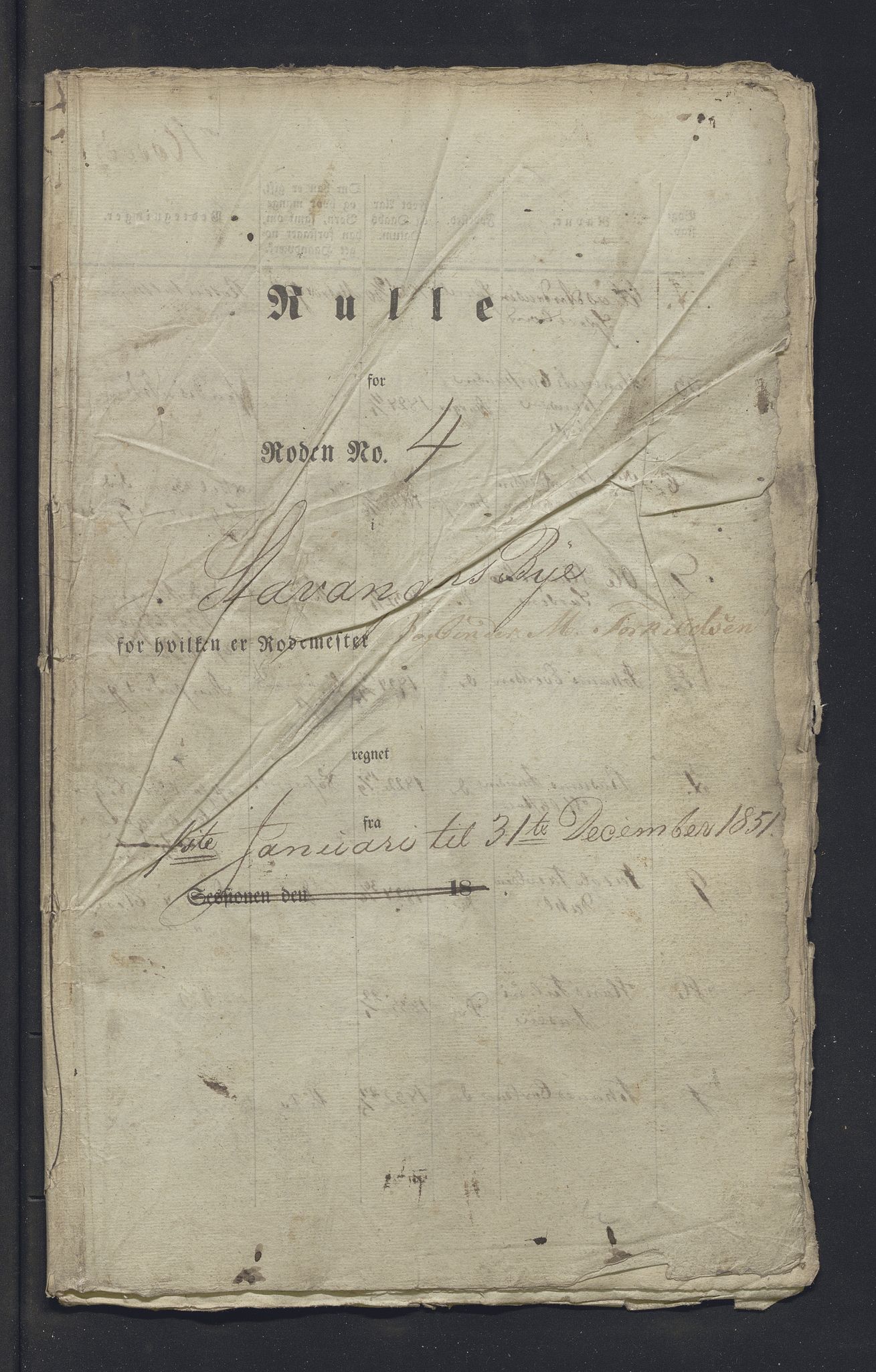 Innrulleringssjefen i Bergen, Avd. III. Bergen og Stavanger 1805-1850, SAB/A-100467/H/Ha/L0009: Mannskapsruller, 1851-1852, p. 86
