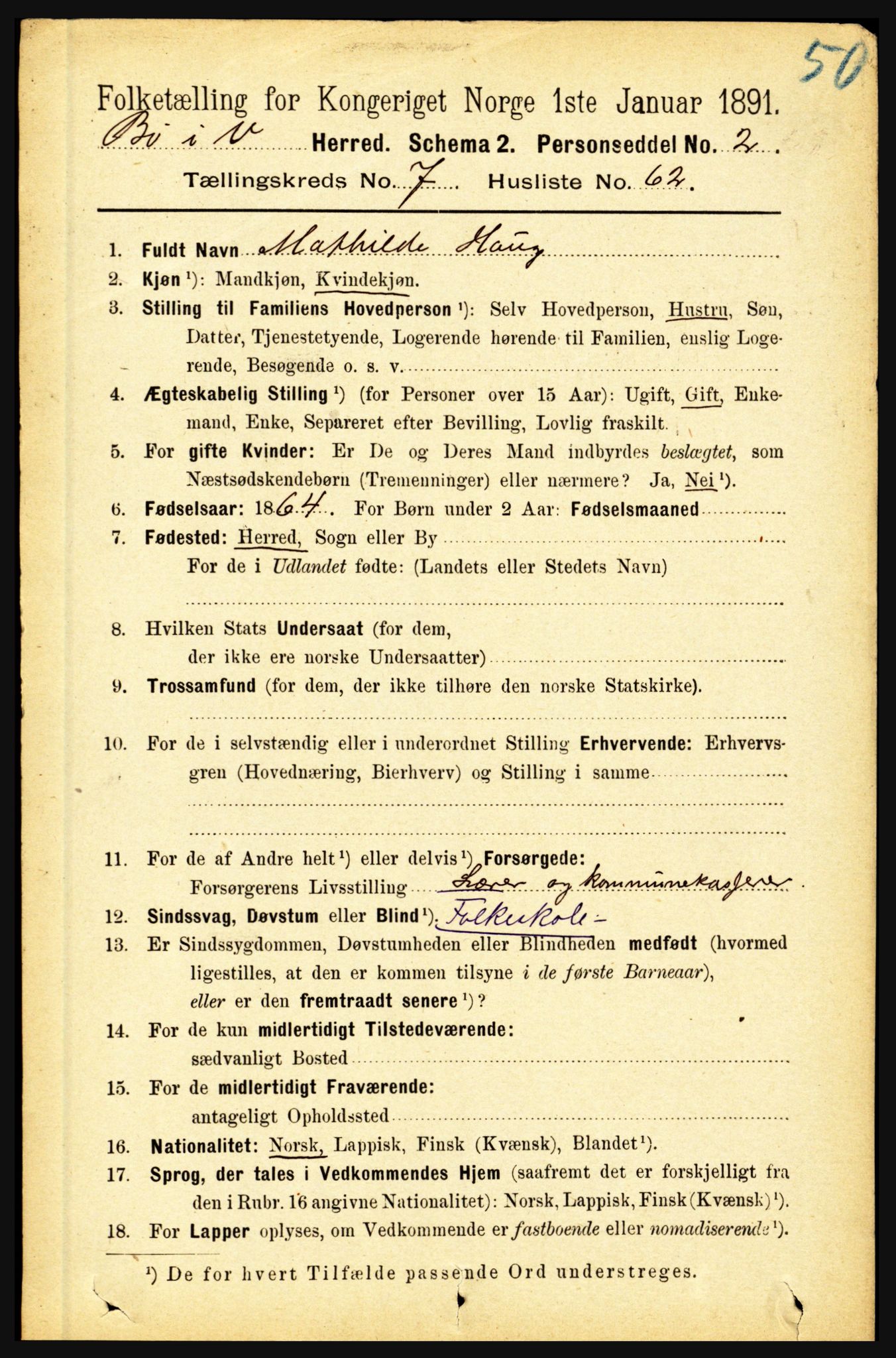 RA, 1891 census for 1867 Bø, 1891, p. 2939