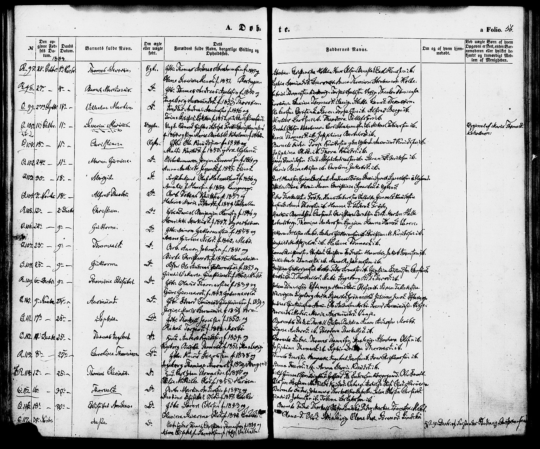 Oddernes sokneprestkontor, SAK/1111-0033/F/Fa/Fab/L0001: Parish register (official) no. A 1, 1865-1884, p. 56