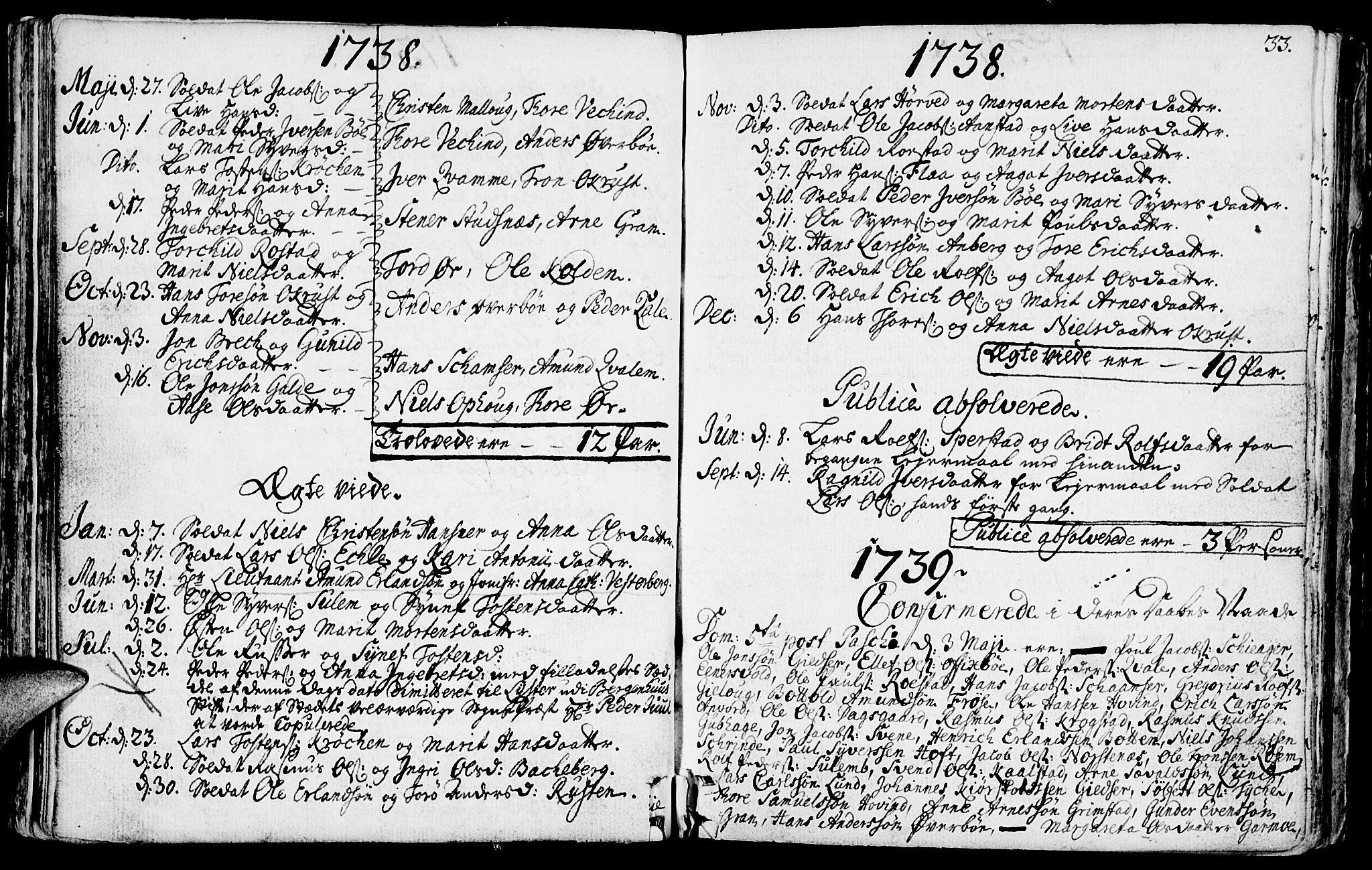 Lom prestekontor, SAH/PREST-070/K/L0001: Parish register (official) no. 1, 1733-1748, p. 33